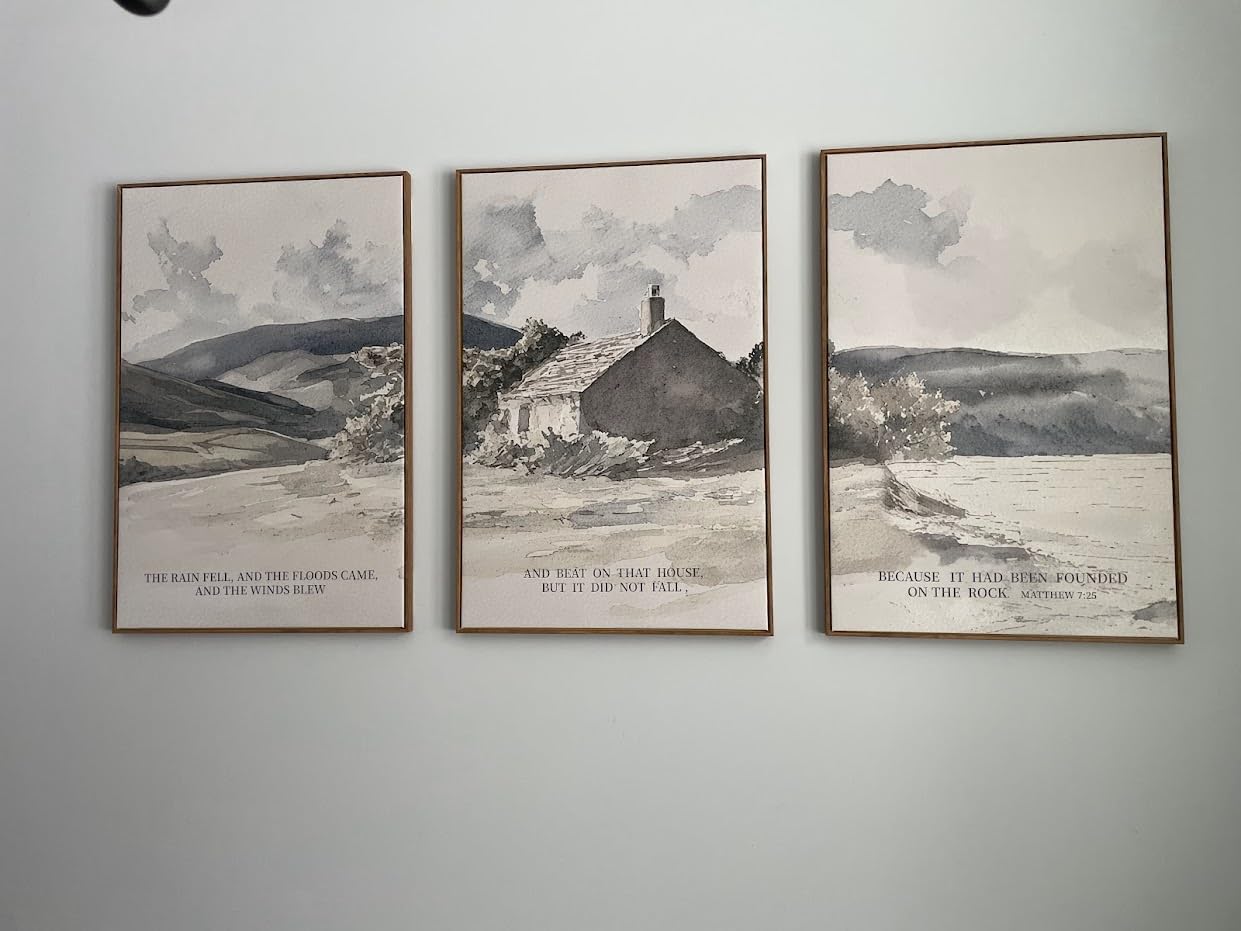 FWIEXA Grey Green Abstract Canvas Wall Art Set 3, Neutral Landscape Framed Prints, Modern Lake Scenery Paintings, Beige 24x36In Watercolor Artwork Poster for Farmhouse, Living Room, Bedroom, Office customer photo 2