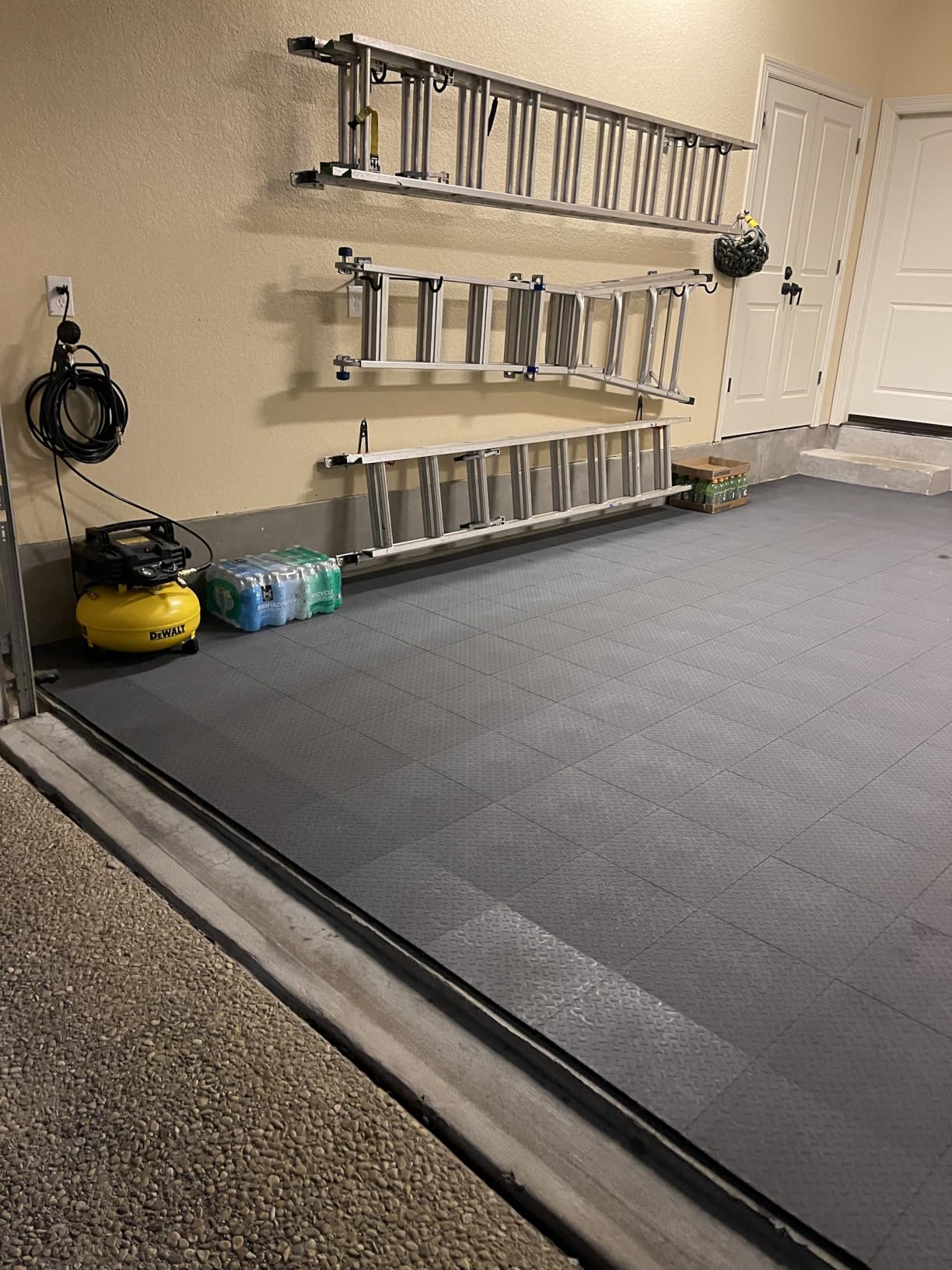 Garage Floor Tiles Interlocking Garage Flooring Tiles Pack of 48 Antislip Oil and Stain Resistant for Garages Shop Floors Basements 40000 LBS Load Capacity (Black, 12 inch x 12 inch, Non Drain Tiles) customer photo 1