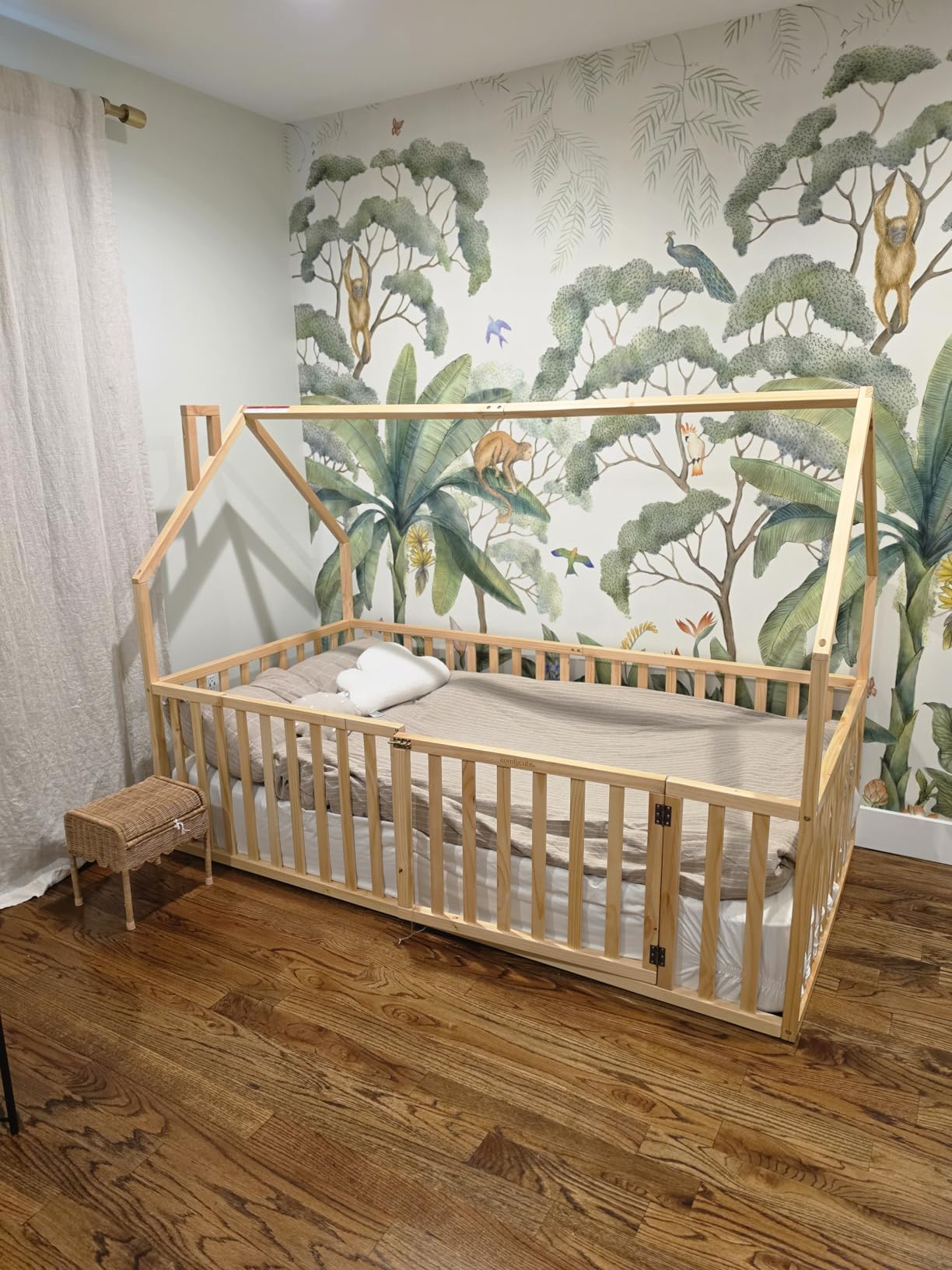 Comfy Cubs Kids House Gated Floor Bed Twin Size - 100% Pinewood Montessori Floor Bed with Safety Enclosure for Children Aged 5+, Fun Kids Playhouse Design for Sleep & Play - Natural Wood customer photo 2