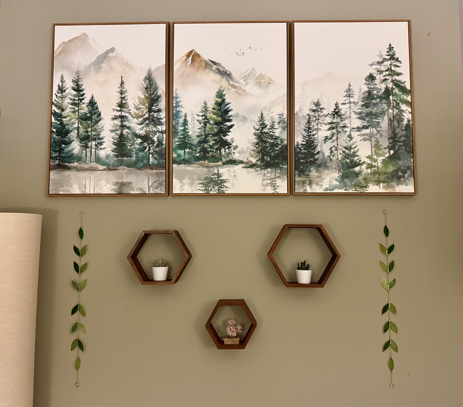 Framed Forest Animal Wall Art for Nursery, 3 Piece Nature Cute Whimsical Bear Fox Rabbit Canvas Painting Prints for Modern Farmhouse, Rustic Cabin Toddler Girl Artwork for Bedroom Kids Room, 16x24 customer photo 1