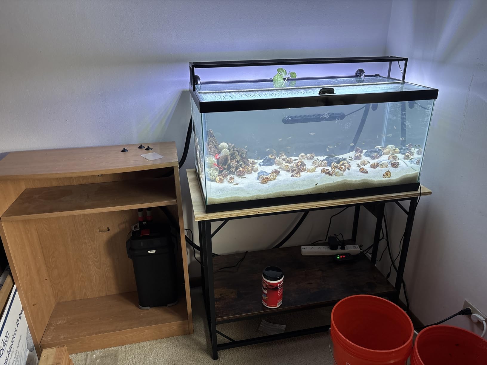 METYERRY 55 Gallon Fish Tank Stand with Power Outlet, Adjustable Aquarium Stand, Heavy Duty Terrarium Stand, Metal Frame Reptile Turtle Tank Stand Suitable for Home Office, 860LBS Capacity, Rustic Brown customer photo 1