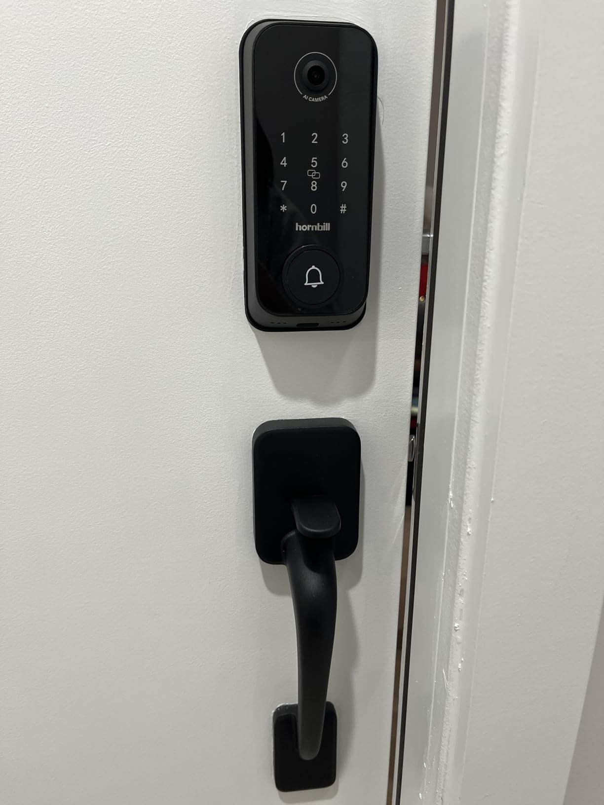 Smart Front Door Lock Sets: 2K HD Camera Lock with Doorbell Kits, Hornbill Fingerprint Keyless Entry Door Lock with Handles, WiFi Deadbolt (only 2.4G) for Remote Control, Auto Lock, Satin Nickel customer photo 2