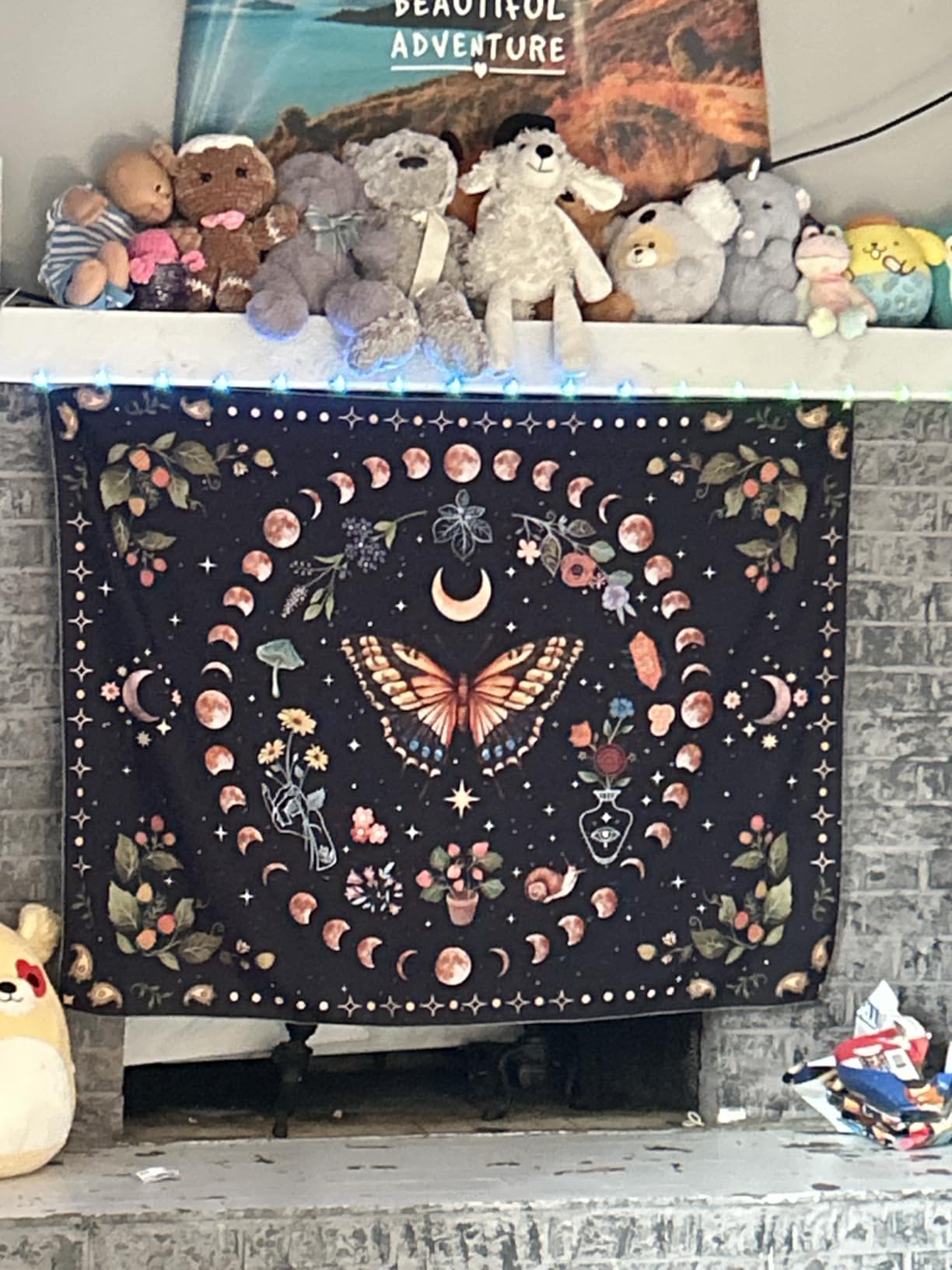 Aipon Boho Sun and Moon Tapestry Hippie Mushroom Floral Wall Tapestry for Bedroom Aesthetic Moon Phase Vintage Plant Celestial Large Tapestries Wall Hanging for Living Room Dorm 80 x 60 Inch customer photo 1