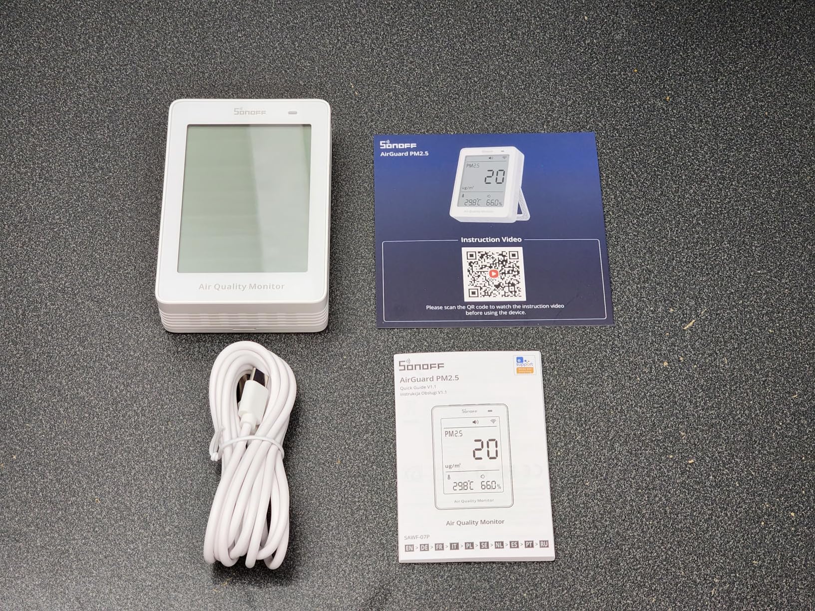 SONOFF SAWF-07P Smart Indoor Air Quality Monitor with PM2.5, PM10, Temperature & Humidity Sensor, Real-Time Display, Notification, Matter-Compatible, 2.4GHz WiFi, 3.73-inch Screen, for Bedroom, Nursery customer photo 2