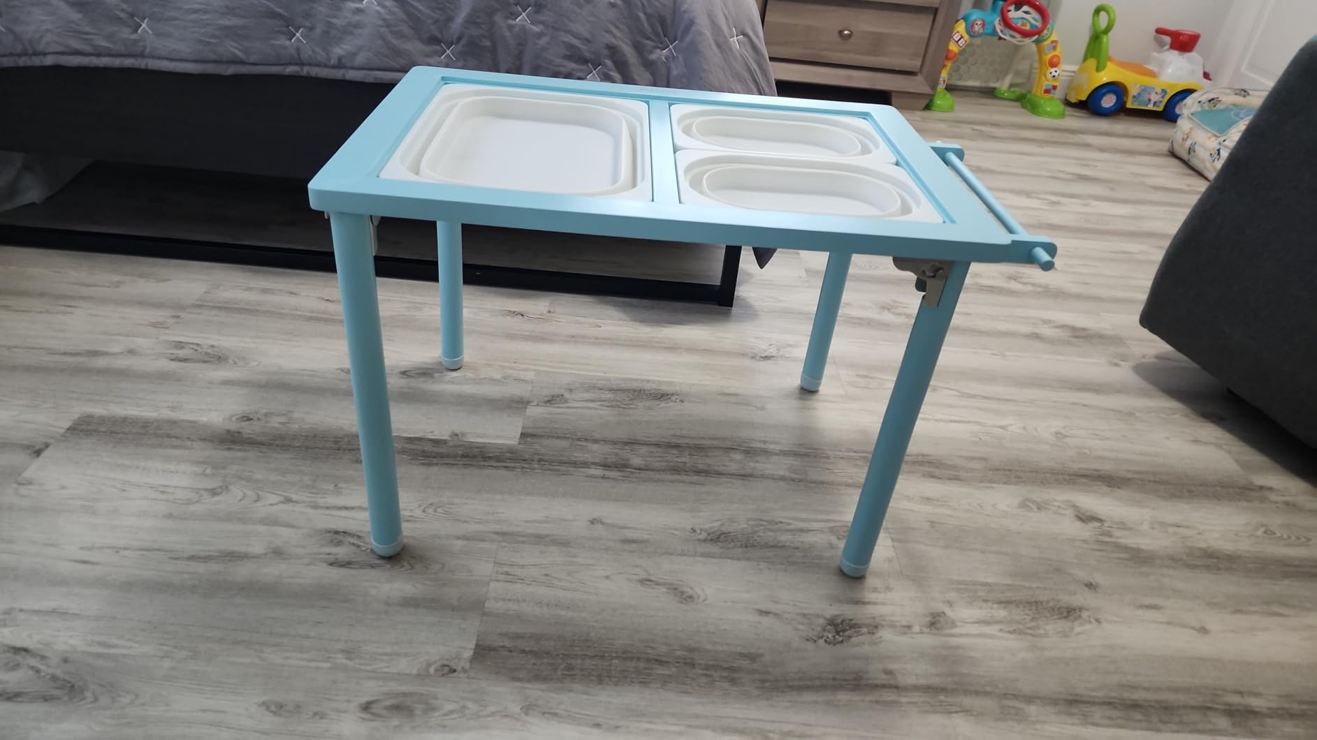 Easyego Sensory Table for Toddlers Kids Play Wooden Sand Water Table with Double-Sided Board & Foldable Storage Bins for Indoor and Outdoor Use, Birthday Gifts for Boys and Girls - Natural Color customer photo 1