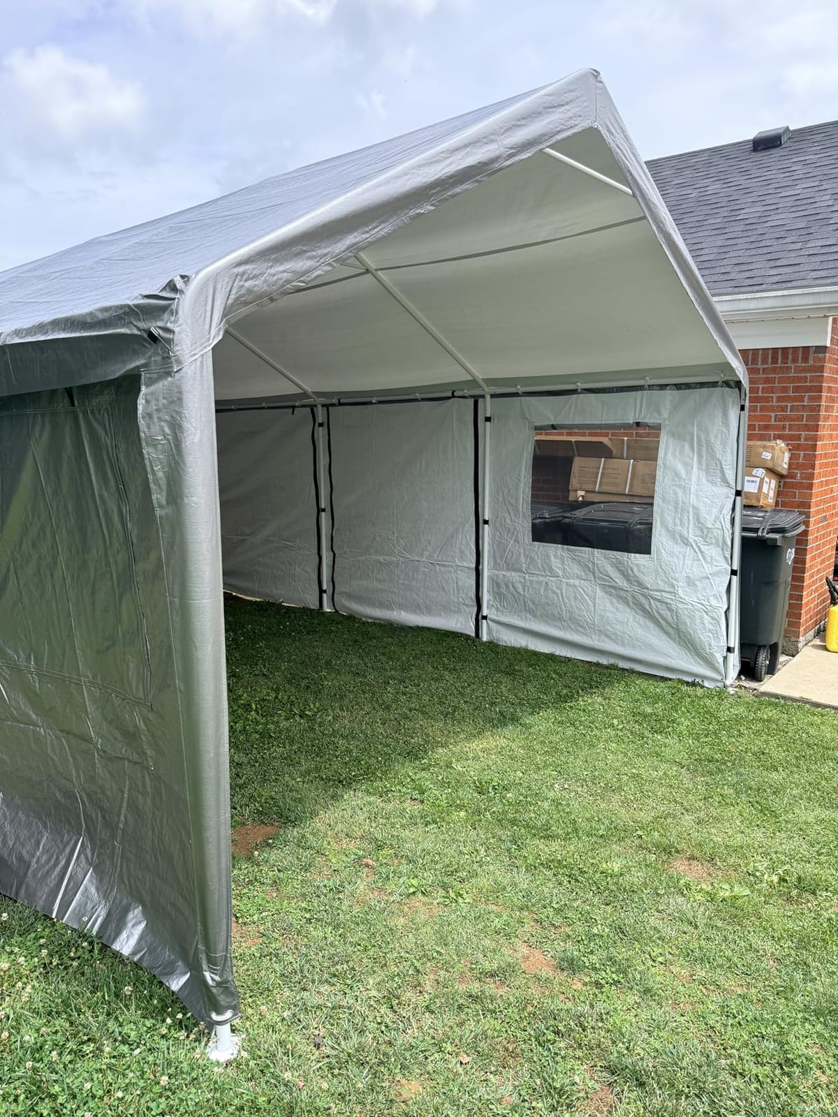 10x16 Heavy Duty Carport Canopy, Portable Garage with Mesh Windows | Enclosed Car Port, Drive Through Zipper Doors, Roll Up Windows, 180G Portable Car Shelter, Solar LED Lights customer photo 2