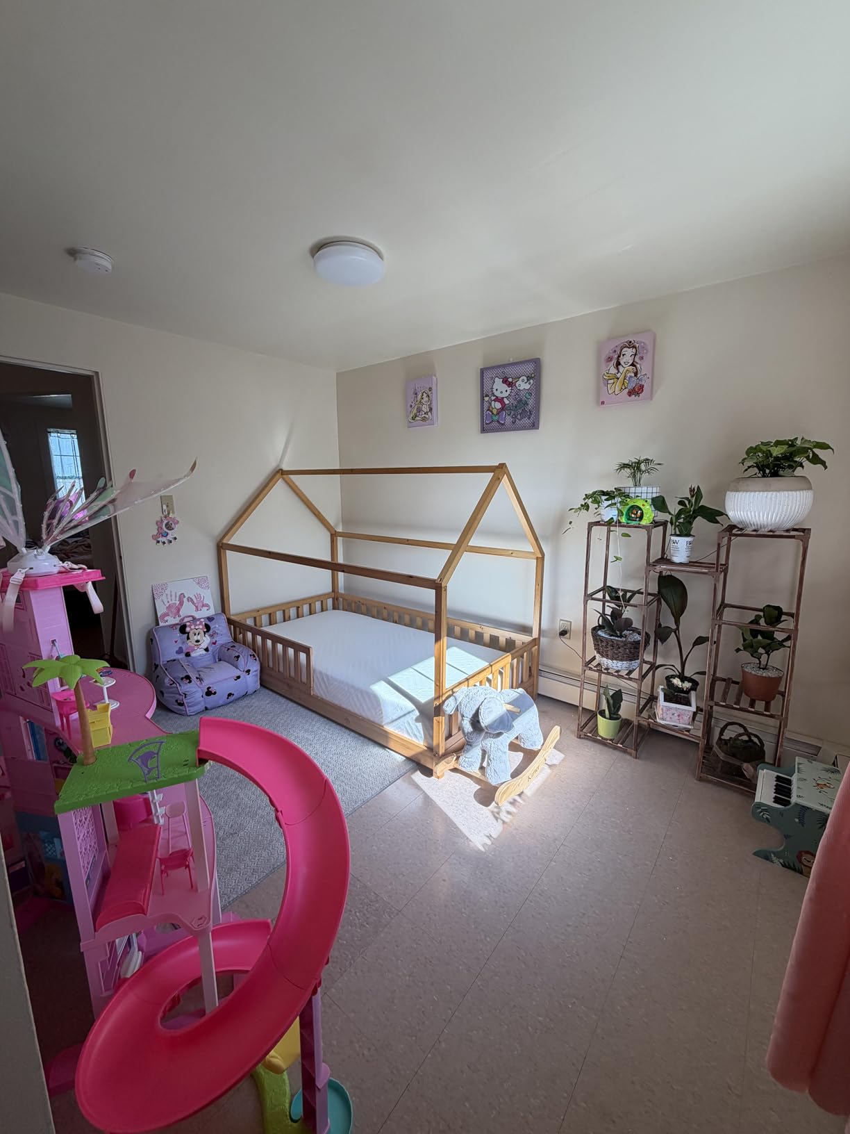 Jocisland Twin Size House Bed for Kids with Guardrails, Natural Wood | 100% Solid Wood Construction, Removable Rails, Full Surround Guardrails, Playhouse Roof Design, for Boys and Girls customer photo 1