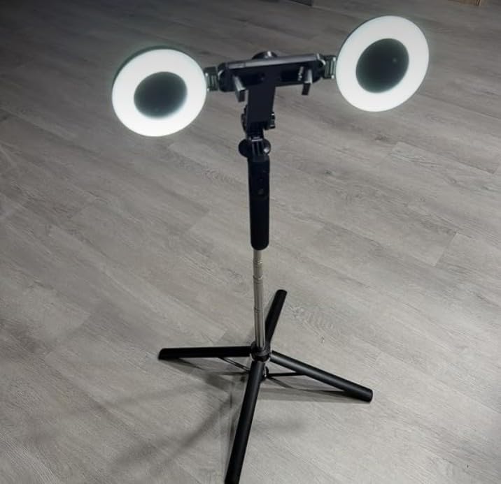 Vlogging Kit for iPhone/Android, Metal Selfie Stick Tripod for iPhone with Light and Microphone,70 inch Tall Adjustable Phone Tripod for TikTok/YouTube Starter Content Creator Essentials Kit customer photo 2
