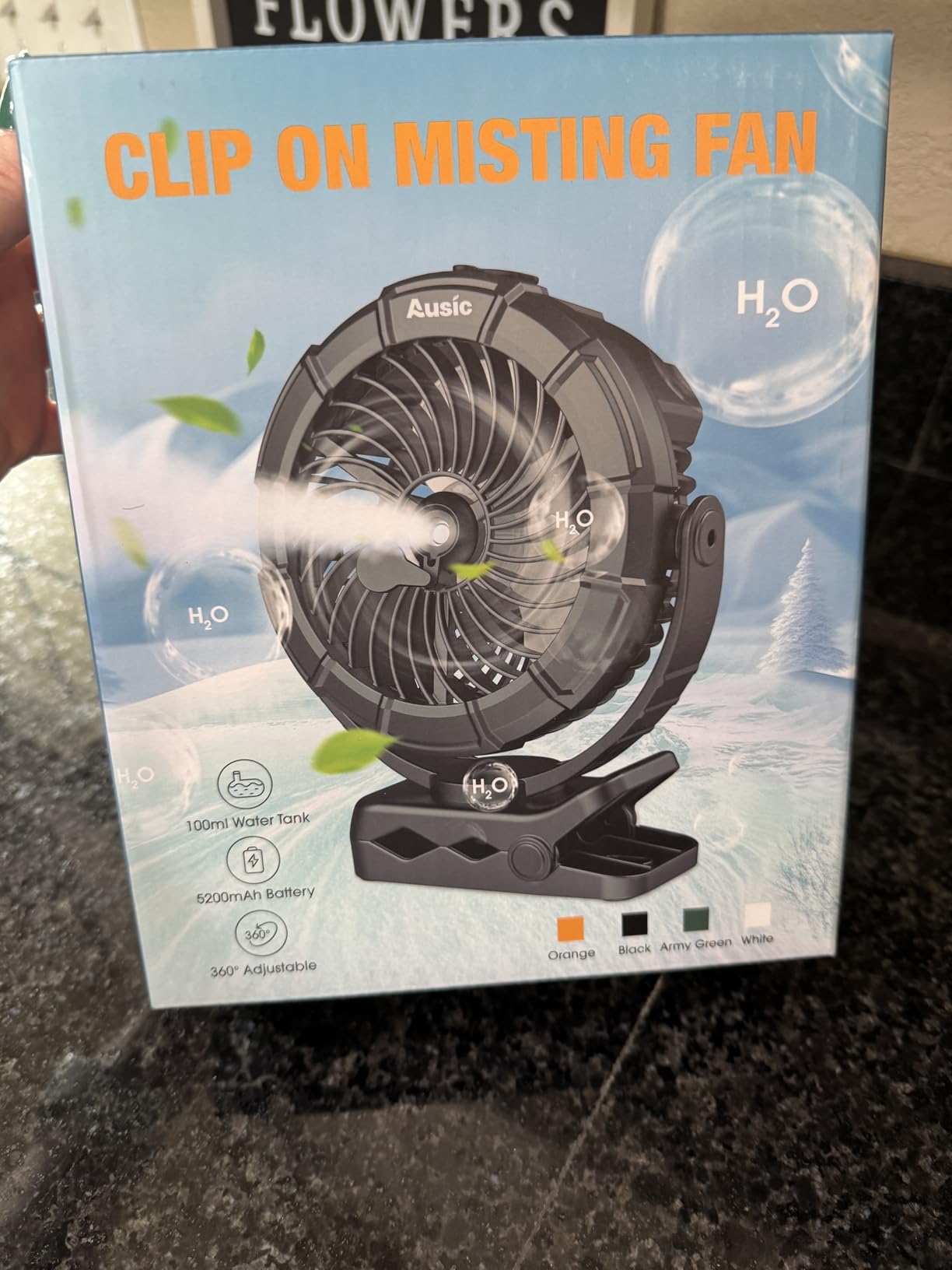 Ausic Outdoor Misting Fan for Patio, Max 50H Rechargeable Oscillating Fan, Battery Powered Cordless Pedestal Fan, 12 inch Standing Fan with Remote and Mister for Camping and Backyard customer photo 2