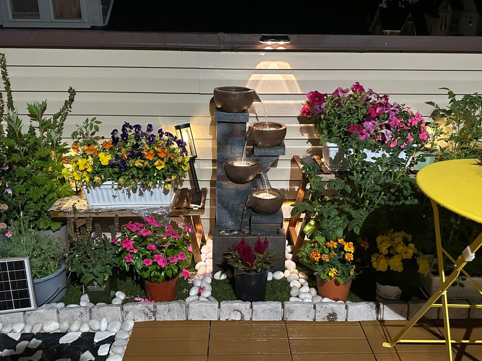 5 Tiers Solar Outdoor Water Fountain with LED Lights | 33.5