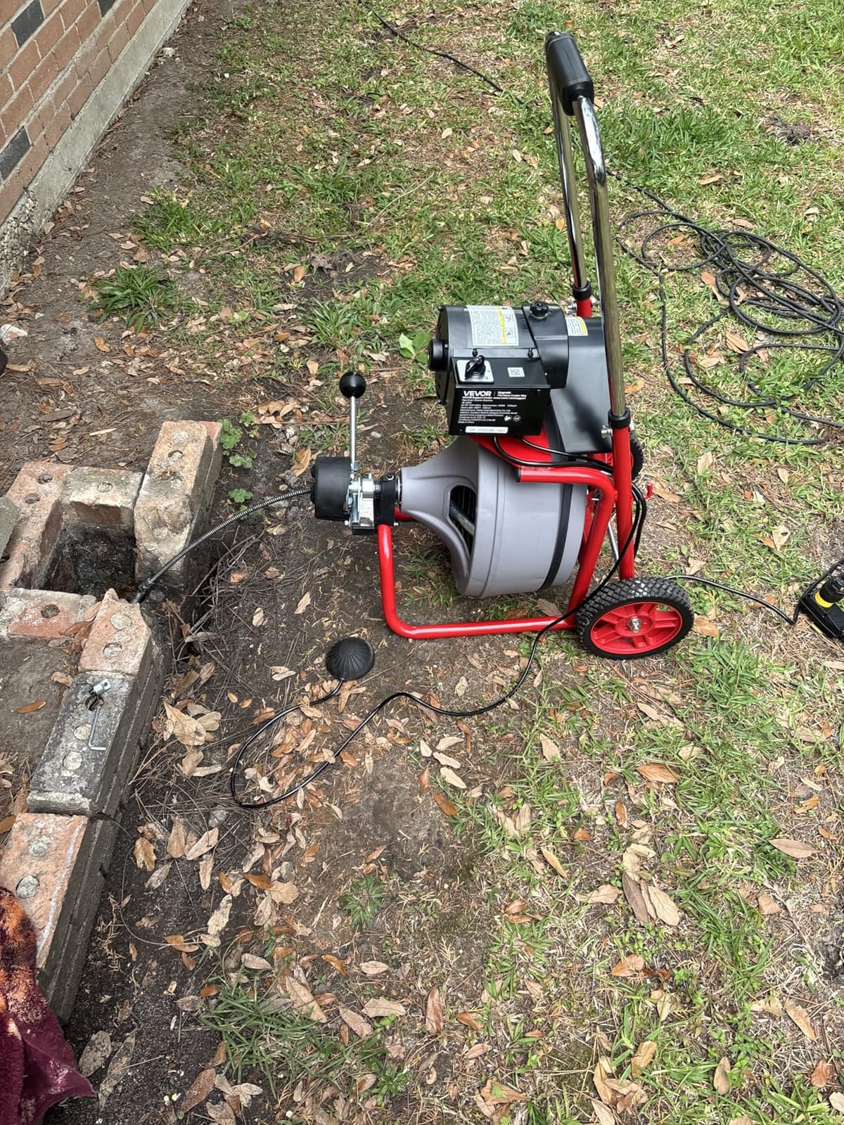 VEVOR Drain Cleaner Machine 75 FT x 1/2 Inch Auto Feed Sewer Snake Auger | For 2