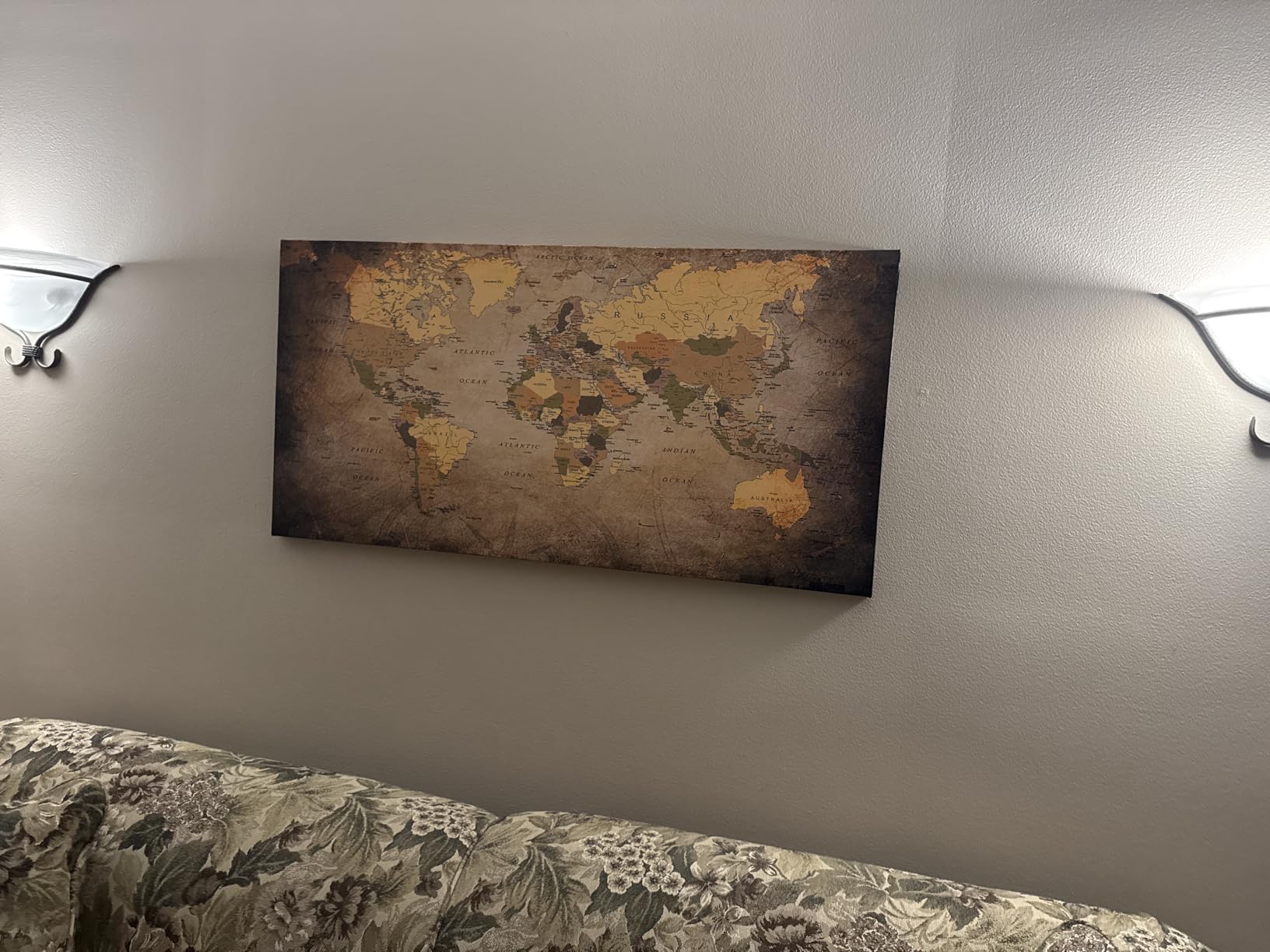 B0550 Modern Framed World Map Canvas Wall Art for Home Office and Living Room, 40x20 Inches customer photo 1