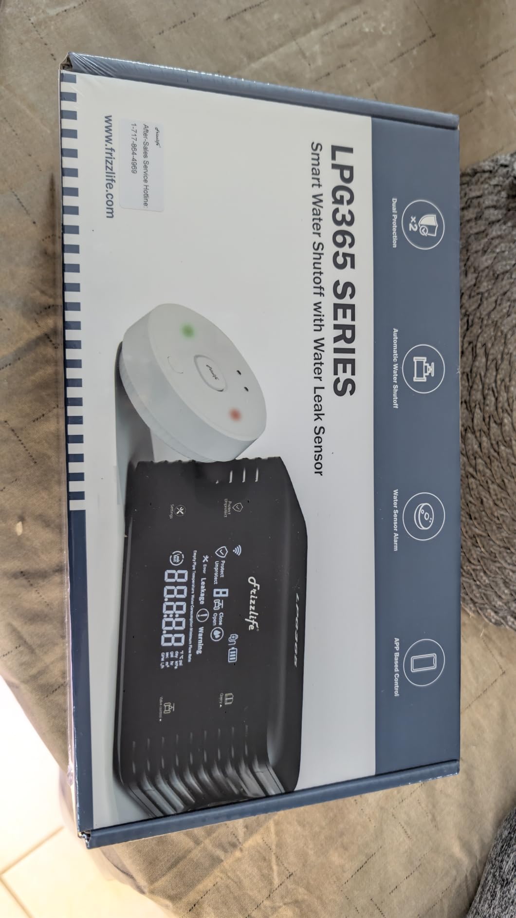 Frizzlife LPG365-P Smart Water Automatic Shutoff Valve W/ 3 Leak Sensors, 0.01 GPM Ultrasonic Micro Leak Detection, Wi-Fi/App Enabled Flow Meter, Pressure+Flow Monitor, 24/7 Water Usage Reports, 3/4