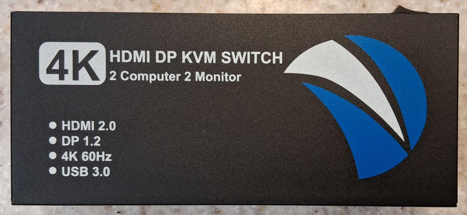 HDMI DisplayPort KVM Switch 2 Monitors 2 Computers, 4K@60Hz Dual Monitor KVM Switches HDMI DisplayPort for 2 Computers Share 2 Monitors and 4 USB Devices for Keybord Mouse Printer Hard Drive customer photo 1