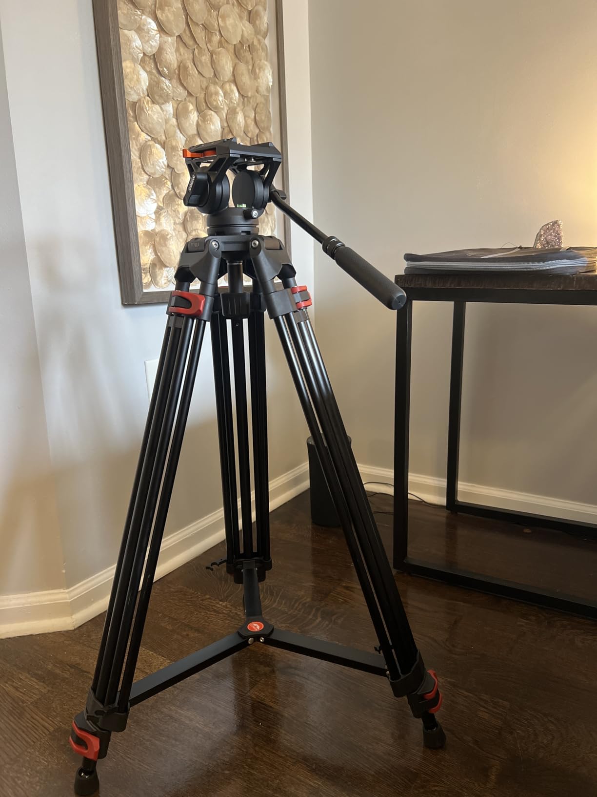 COMAN DF16LS Video Tripod, Heavy Duty Tripod & Fluid Head Max Load 17.6 lbs | Quick Release Plate, Aluminum Camera Tripod, Compatible with DJI & Manfrotto QR Plate, Foldable L-Bracket Included customer photo 2