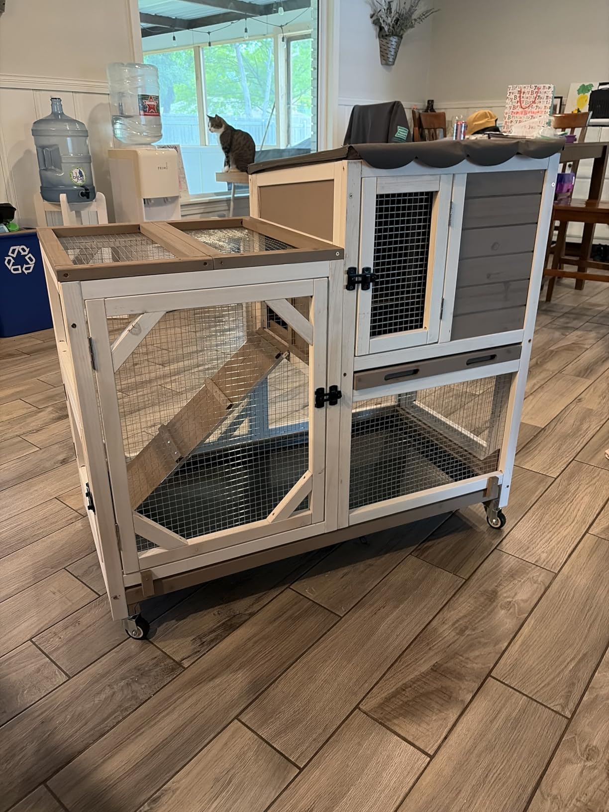 Gutinneen Large Indoor Rabbit Hutch Bunny Cage with Chew-Proof Ramp, Locking Leak-Proof Trays - Outdoor 62