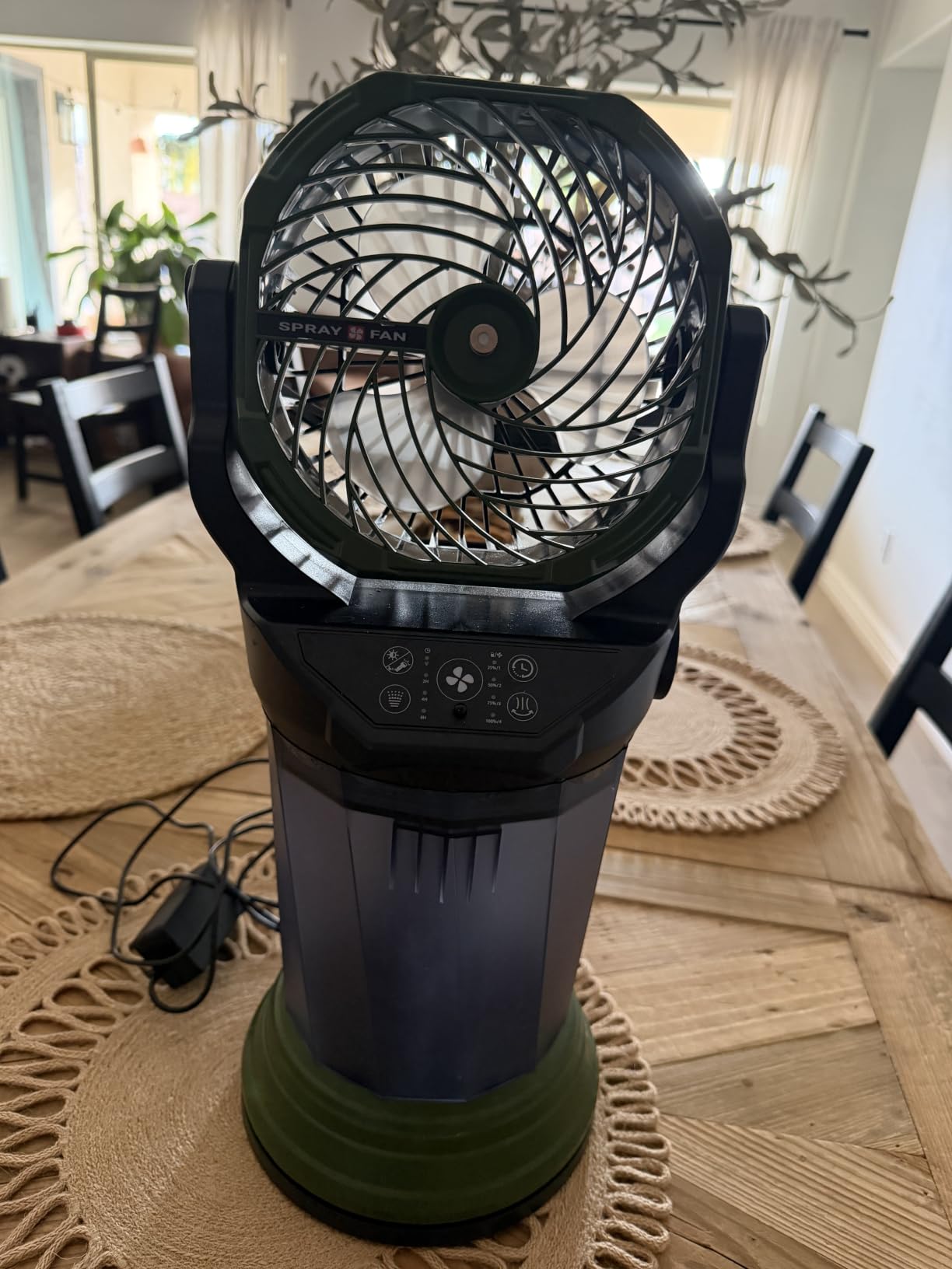 Portable Misting Fan with Remote, 2L Water Tank & 2 Spray Modes, 30000mAh Rechargeable Outdoor Cooling Fan, 4 Wind Speeds, 3 Timers, 120 degree Oscillation, RGB Lights & Flashlight for Camping Beach Patio customer photo 1