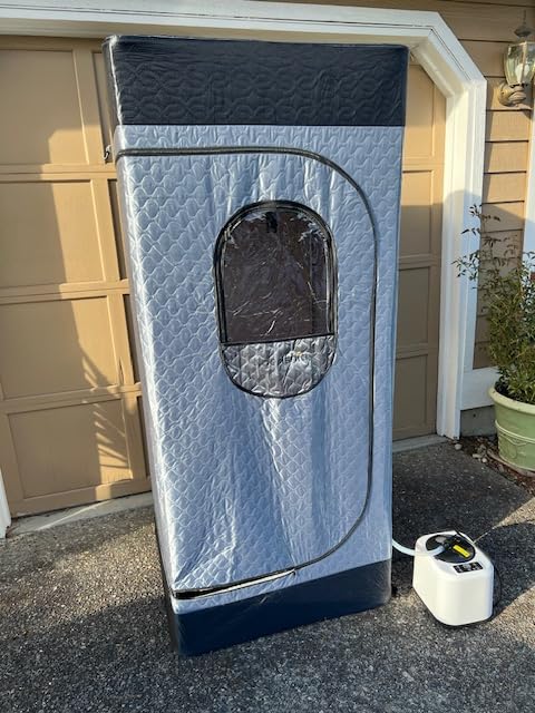 Portable Sauna for Home with 3L 1200W Fast-Heating Steamer, Full Body Sauna Tent for Relaxation, Detox, Self-Care, Large Folding Chair, 9 Heat Levels, 99-Min Timer, Remote Control, 32 x 32 x 71, Blue customer photo 2