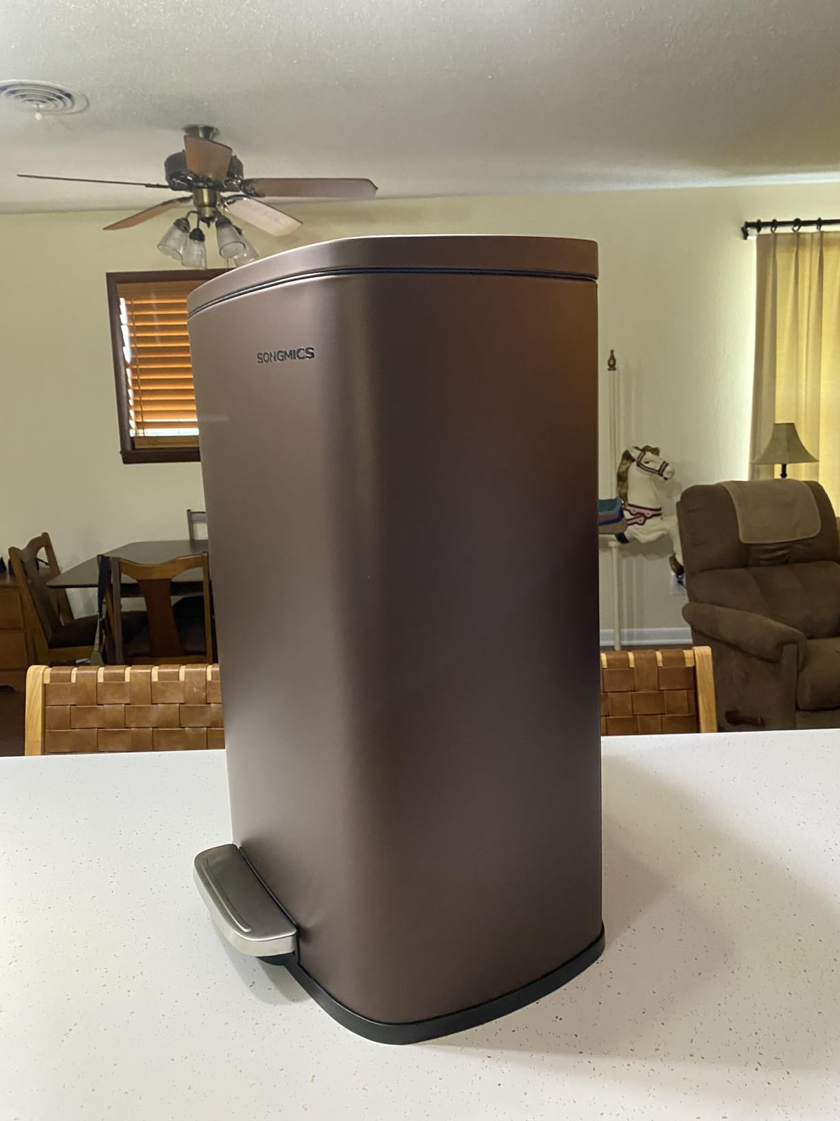 SONGMICS Stainless Steel Trash Can, Soft Close Lid, 3.2 Gallon (12L) | Step Garbage Bin, 15.1 x 11.3 x 9.9 inch, Removable Inner Bucket, for Bathroom, Silver, PLUSHIC Collection ULTB112EZ01 customer photo 2
