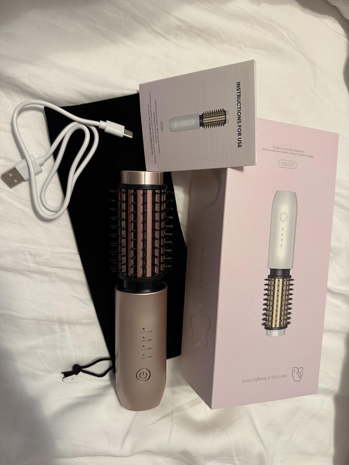 CARESKY Cordless Curling Iron Brush, Rechargeable Battery Curling Iron with 200 Million Negative Ions, Portable Travel Curling Iron Brush, Cordless Heated Round Hair Curler Brush for Styles, Touch-Up customer photo 1