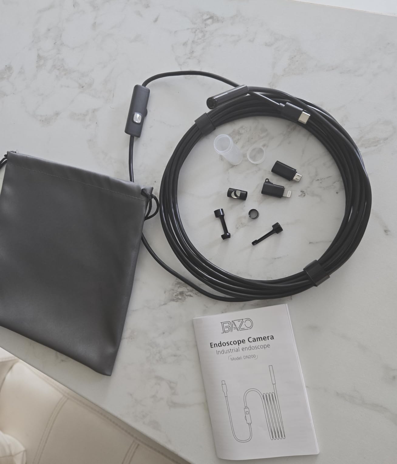 BAZO Endoscope Camera with Light - 1920P HD Borescope with 8 Adjustable LEDs | IP67 Waterproof, Inspection Camera for Android & iOS/iPhone, Endoscope Tools with Semi-Rigid Snake Camera- 18.04ft customer photo 1