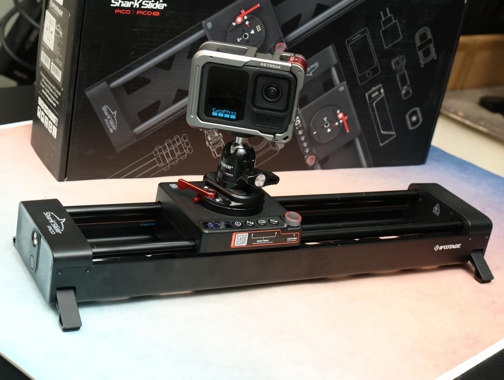 iFootage Shark Slider PICO, 15.8'' Motorized Camera Slider,Phone Slider | with 360° Pan Rotation, DJI Pocket 3/4 & Action 5/6 Compatible, Bluetooth/NFC for Smartphones, 7-Hour Battery, 2.4lb Payload customer photo 1