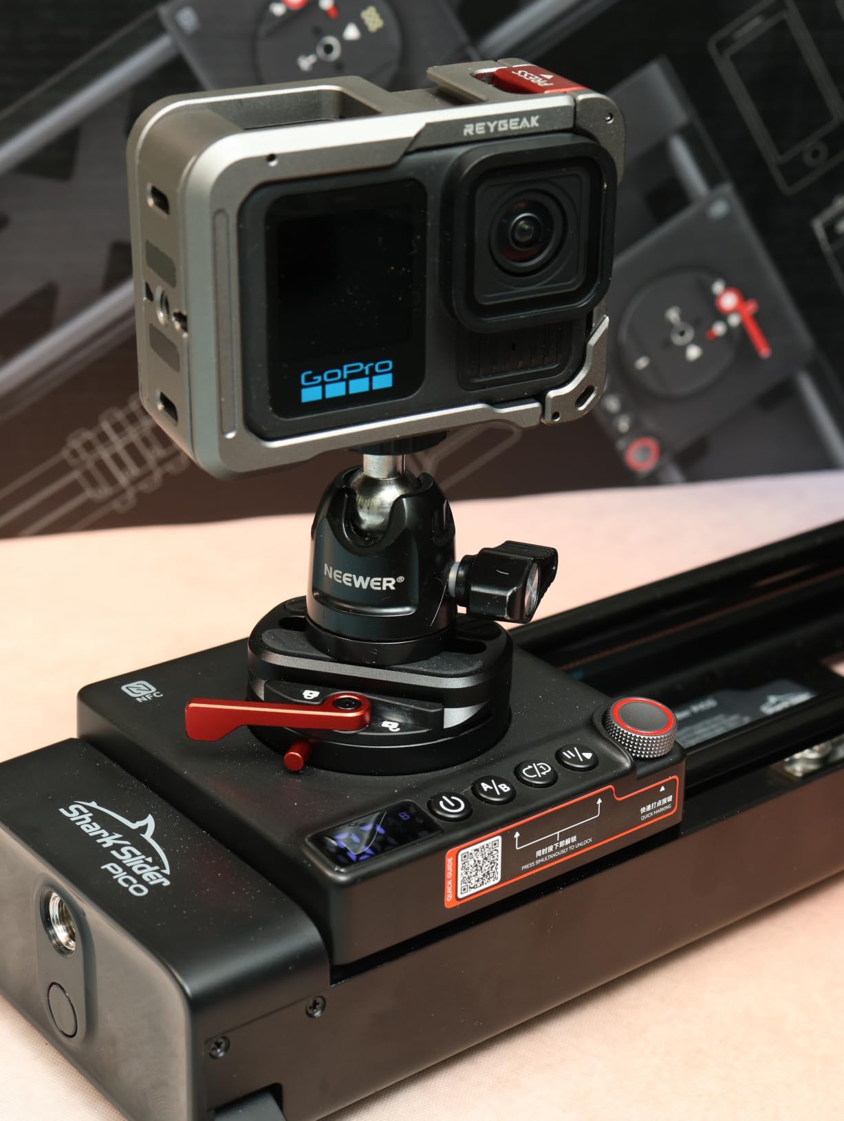 iFootage Shark Slider PICO, 15.8'' Motorized Camera Slider,Phone Slider | with 360° Pan Rotation, DJI Pocket 3/4 & Action 5/6 Compatible, Bluetooth/NFC for Smartphones, 7-Hour Battery, 2.4lb Payload customer photo 2