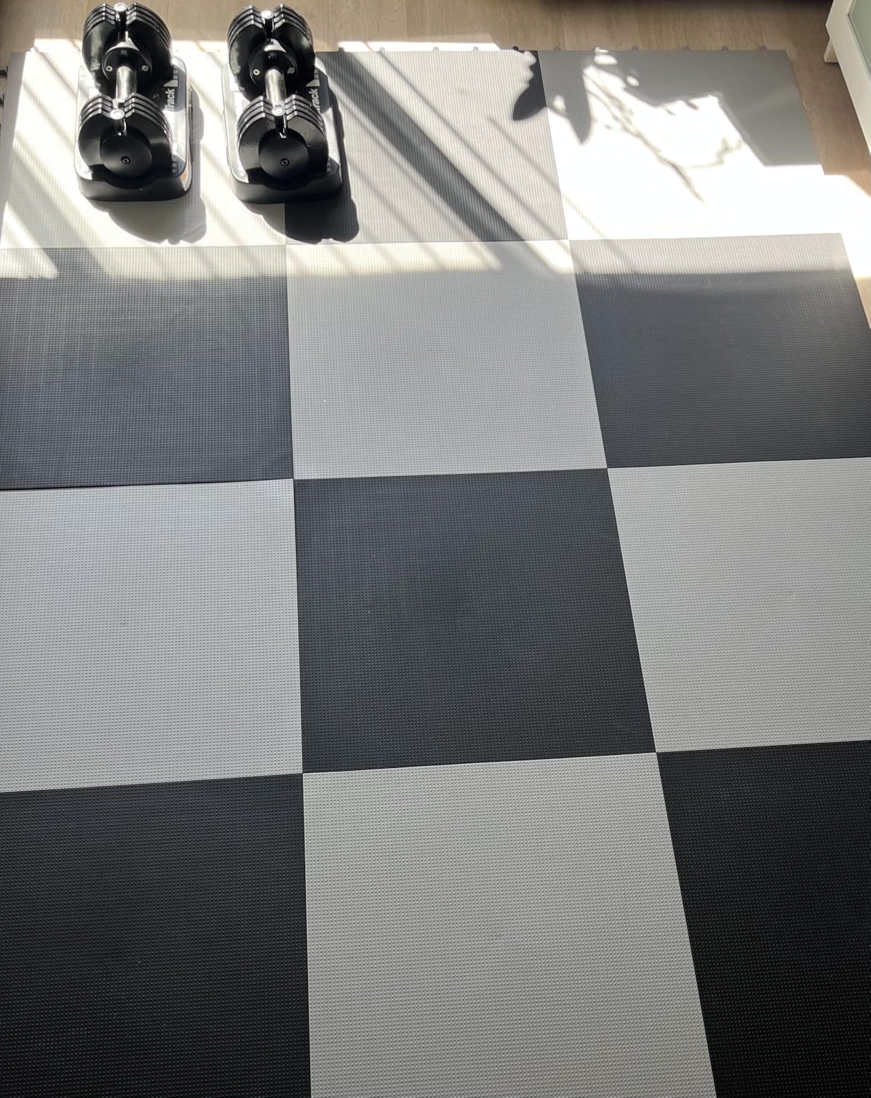 Baselayer Performance Series Interlocking Floor Tiles - Durable 1/2 in TPE (Rubber Like, NOT Foam, no Odor) - Gym Flooring for Weights & Heavy Equipment - Black, 30 SqFt (12 Pack) - Made in USA customer photo 2