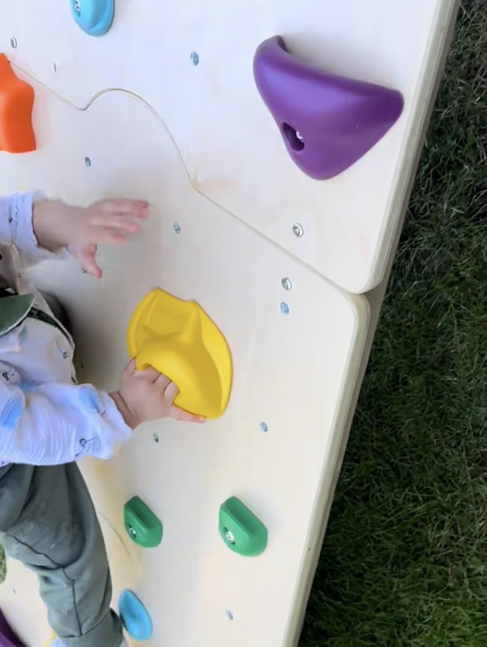 Wooden Rock Climbing Wall for Kids with 15 Rock Climbing Holds | Montessori Climbing Wall for Kids Indoor with Drawing Blackboard, Pre-Drilled Nuts, Home Gym Kids Playroom, Easy Assembly customer photo 1
