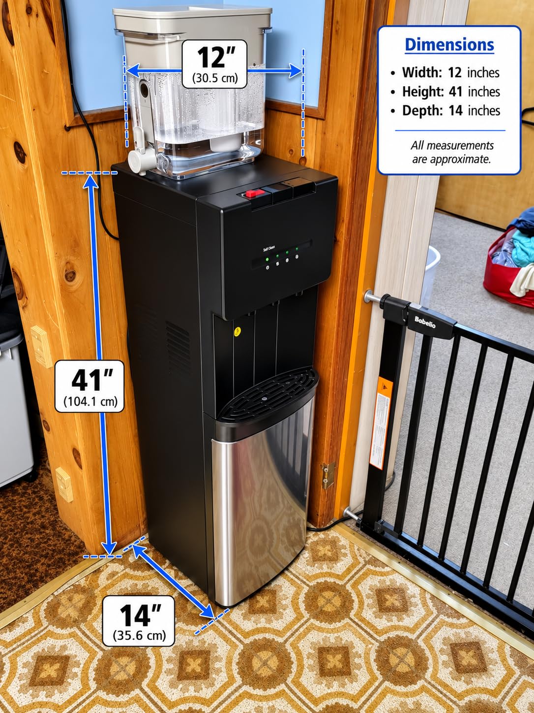 EUHOMY Bottom Loading Water Cooler Dispenser for 5 Gallon Bottle, 3 Temperature Freestanding Hot and Cold Water Dispenser with Stainless Steel Tank & Child Lock for Home Office, Black customer photo 1
