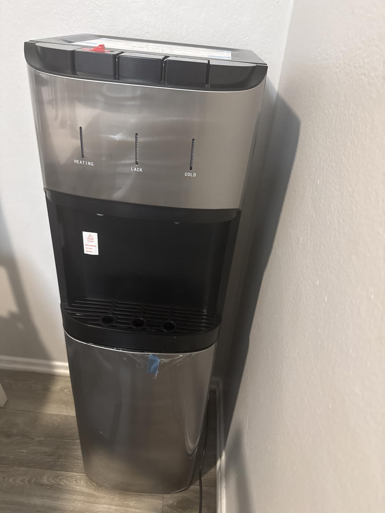Bottom Loading Water Cooler Dispenser for 3-5 Gallon Bottles, 3 Temperature - Hot, Cold & Room Water with Child Lock, Ideal Design for Home & Office, Satin Silver customer photo 1