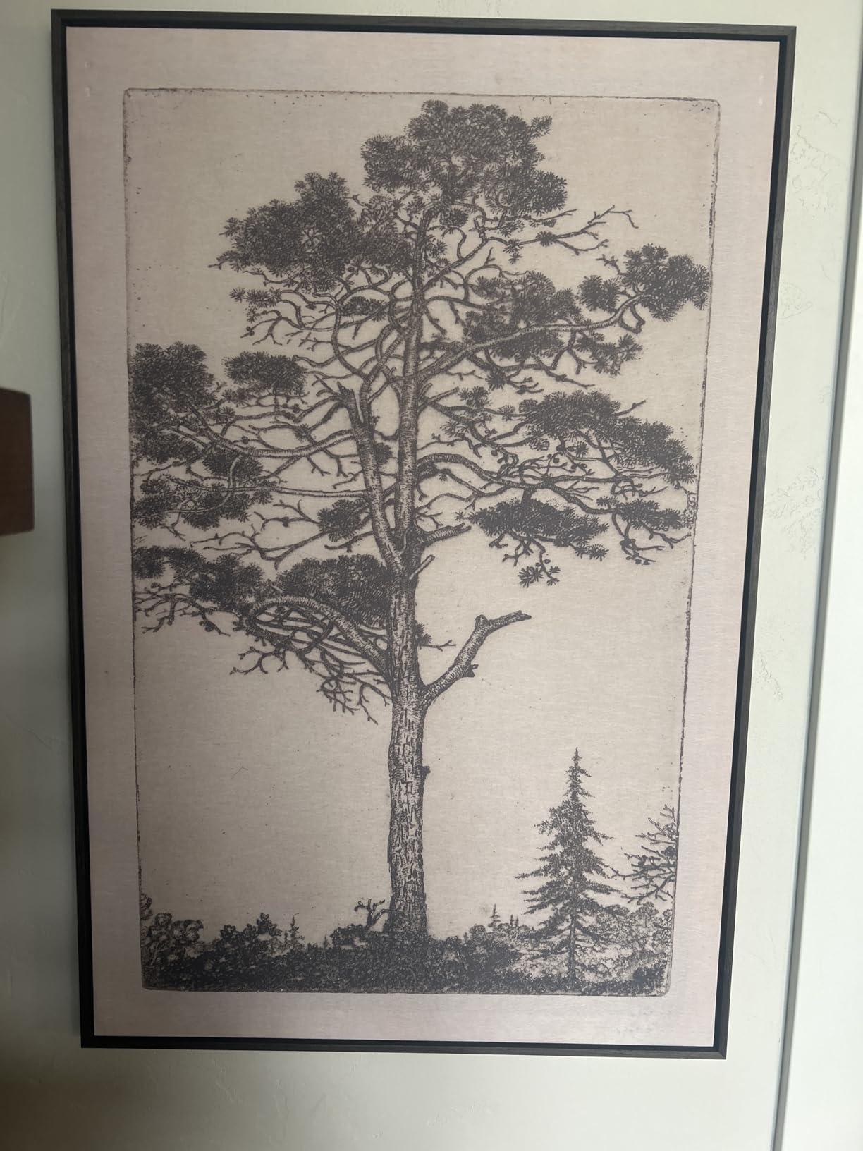 Extra Large Framed Forest Landscape Wall Art, Misty Pine Tree Mountain Nature Woodland Sunset Artwork for Walls, Vintage Canvas Painting Prints for Living Room, Office, Bedroom Wall Decor, 28x57 In customer photo 1