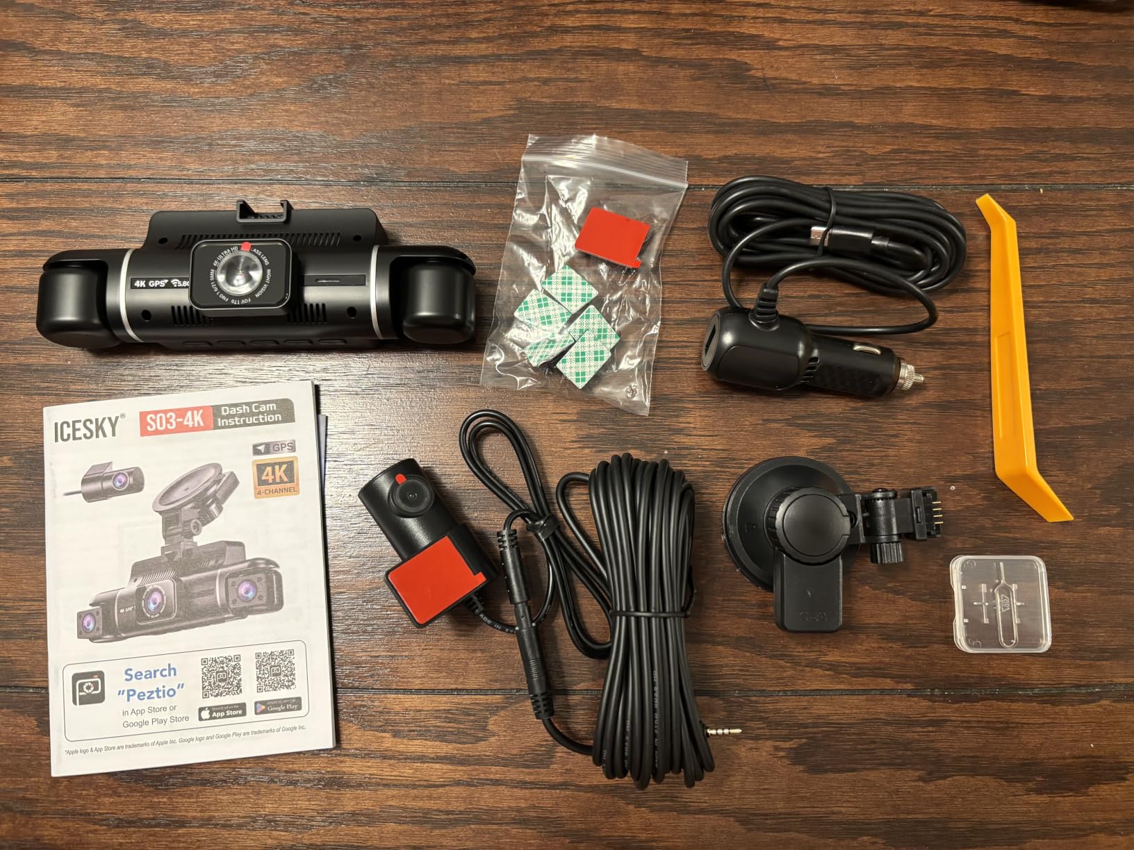 Icesky S03 4K Dash Cam Front Rear Inside Left Right with GPS, Free 128GB SD Card, 5.8GHz WiFi 6 (Up to 20MB/s Download), 4 Channel 360° Dash Camera for Cars, G-Sensor 8 IR Light, Parking Mode, Black customer photo 2
