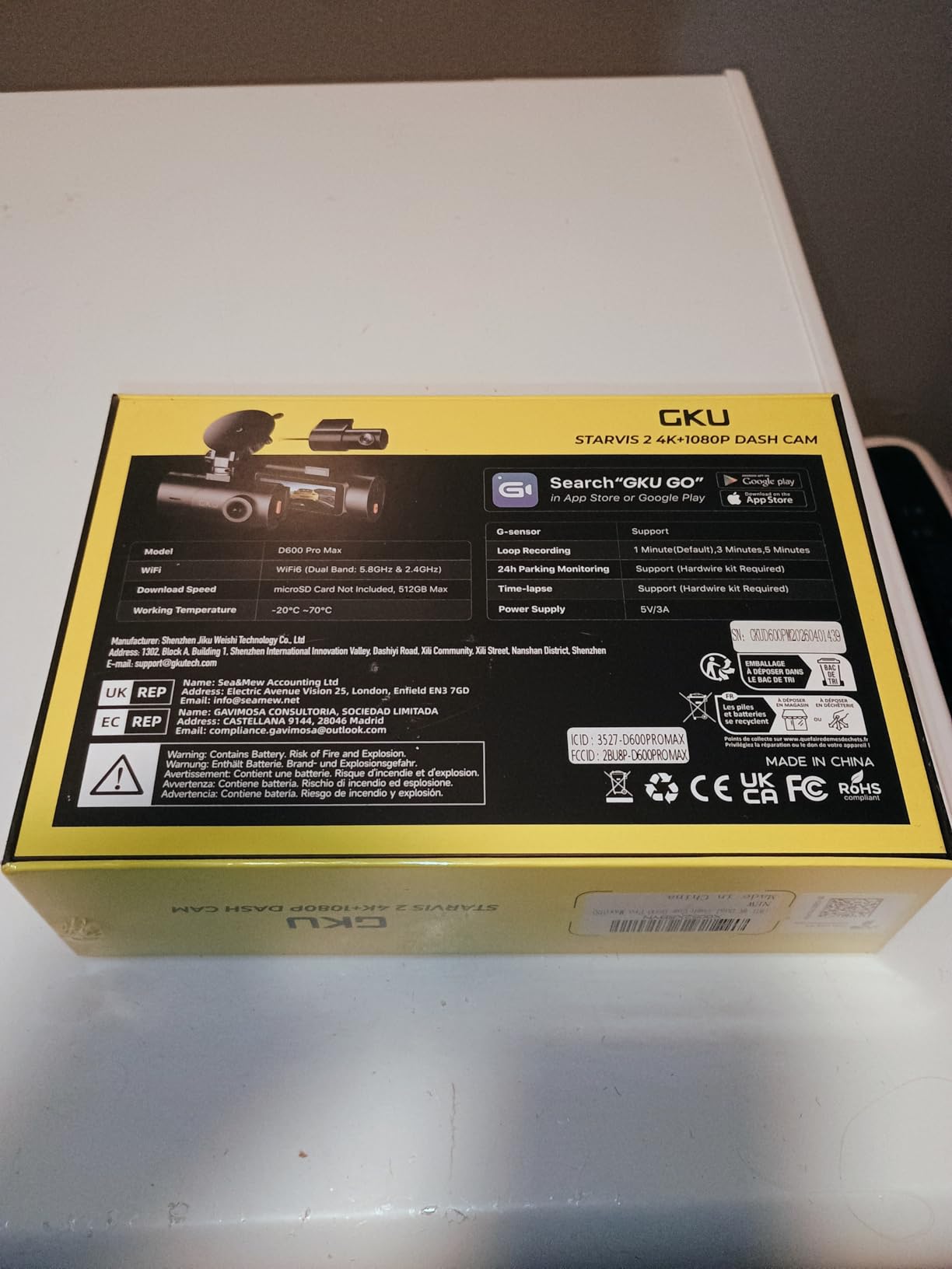 GKU 4K Dual Dash Cam Front and Rear Camera, STARVIS 2 Sensor | 5.8GHz WiFi6 Up to 20MB/s, Voice Control, Dash Camera with GPS, WDR Night Vision, Parking Mode, Loop Recording customer photo 1