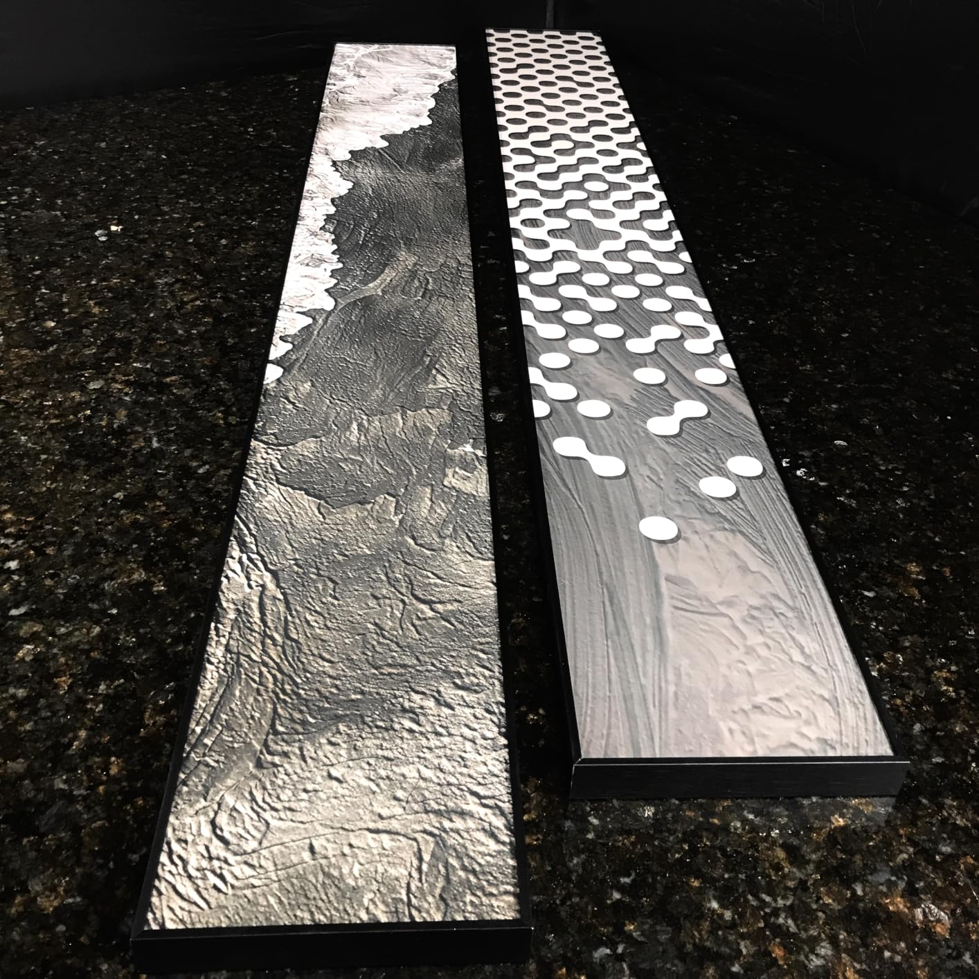 AMAATE 2Pcs Vertical Crystal Porcelain Framed Abstract Wall Decor | Glossy crystal surface, anti-rust aluminum frame, minimalist textured vertical wall art with full mounting kits customer photo 1