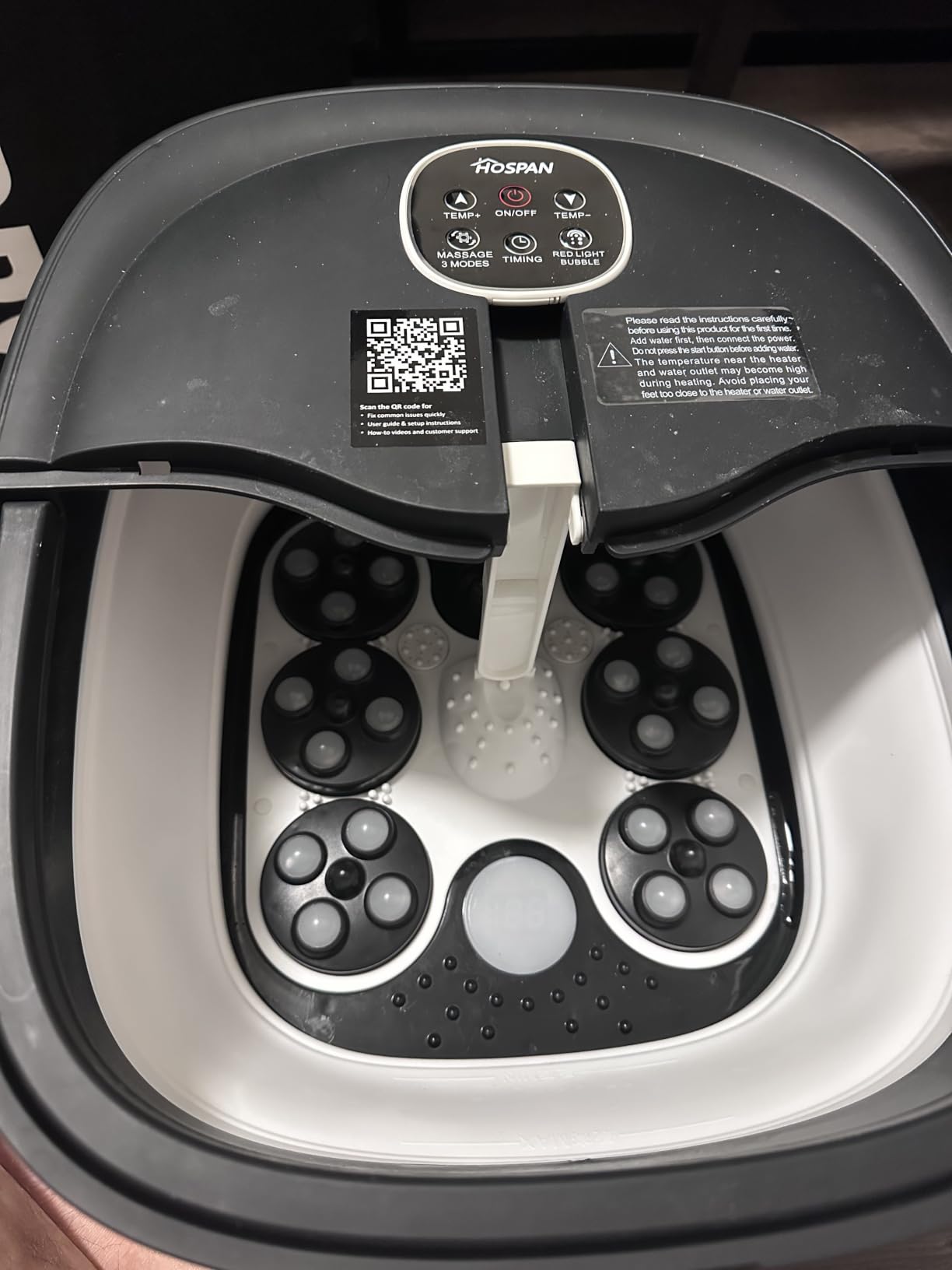 Collapsible Foot Spa Electric Rotary Massage with Heat, Bubble, Remote | 24 Motorized Shiatsu Massage Balls, 95°F-118°F Adjustable Heat, Handle, Collapsible Design, Foot Bath for Foot Stress Relief customer photo 1