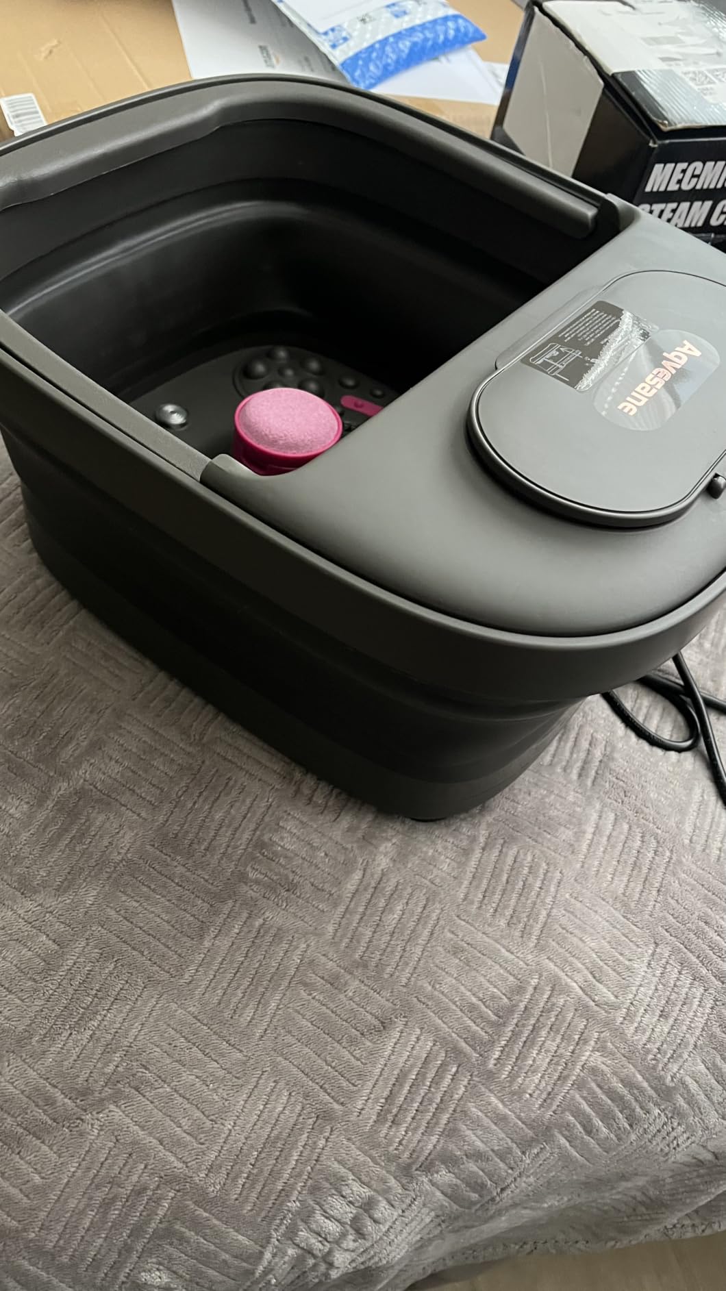Collapsible Foot Bath, Foot Spa Bath Massager with Heat, Bubble, Remote Control, Temperature Control, 3 Pedicure Attachments, Feet Soaking Tub for Stress Relief (Matte Grey) customer photo 1