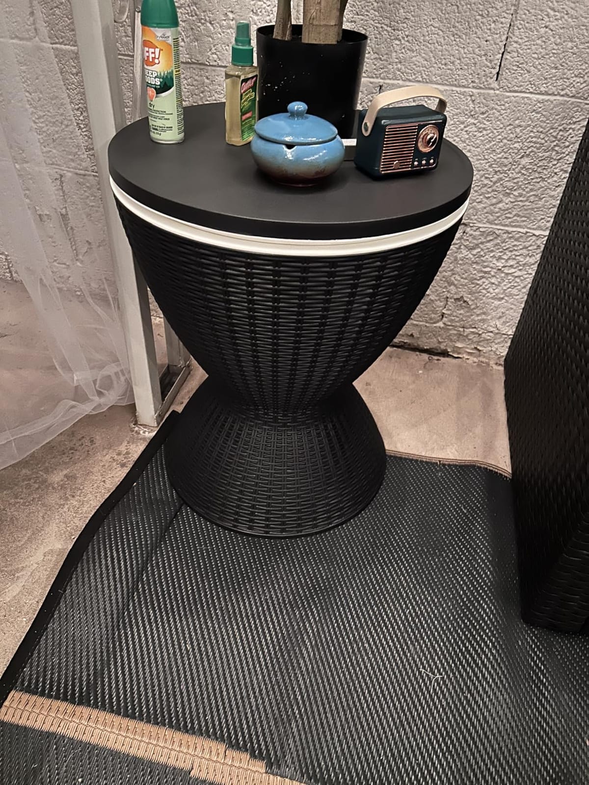 EasyUp Outdoor Storage Cabinet, Patio Storage Table, Bar Table with Wheels, Outdoor Bar Cart for Patio, Poolside and Backyard, Classic Black customer photo 2