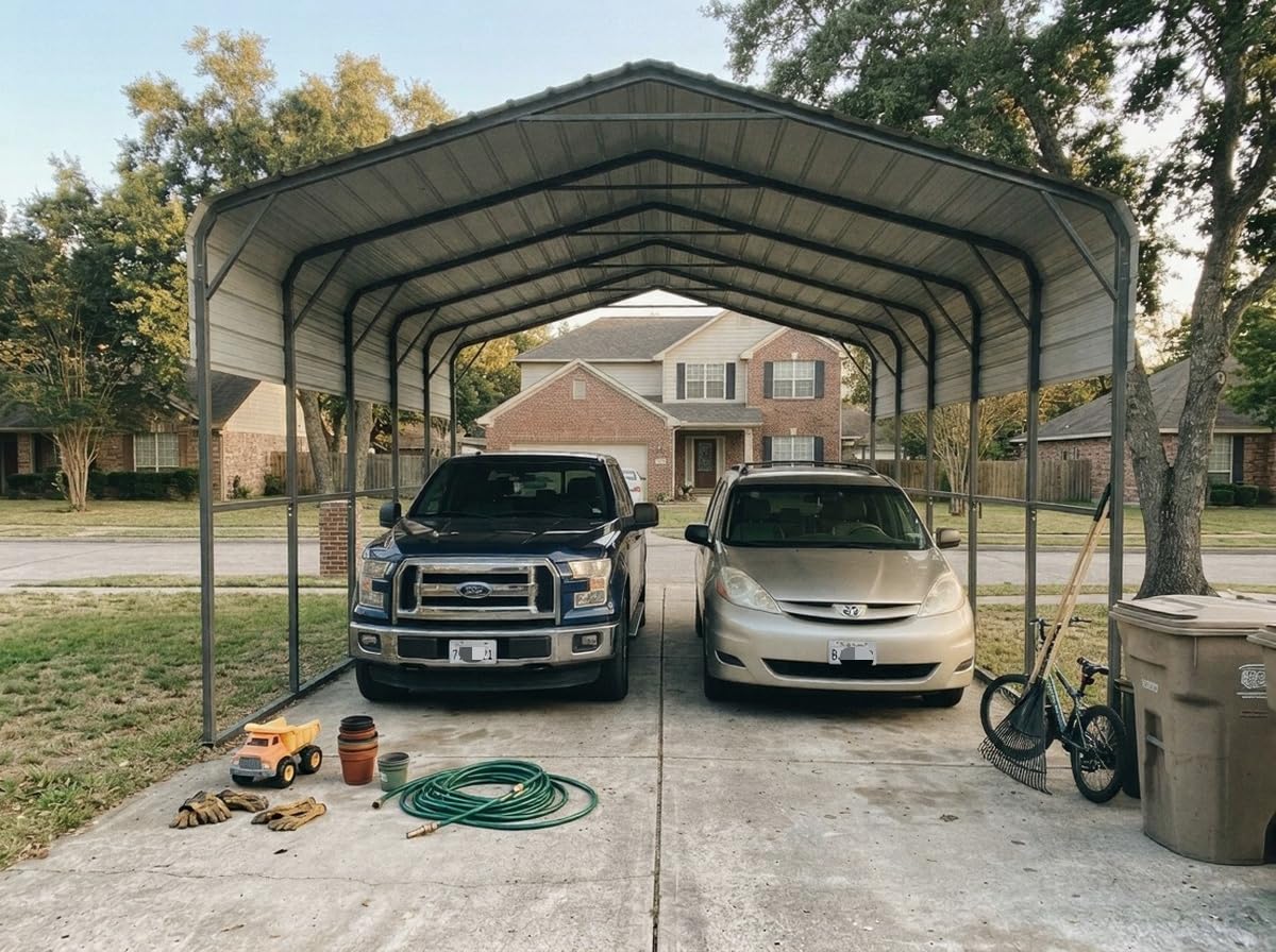 YOLENY 14x20FT RV Carport, Outdoor Heavy Duty Metal Car Ports with Galvanized Roof for Large RVs, Height 13 FT Metal Frame Car Shelter Canopy Garage Shed for 2 Cars, Trucks, Boats, SUVs & Tractors customer photo 1