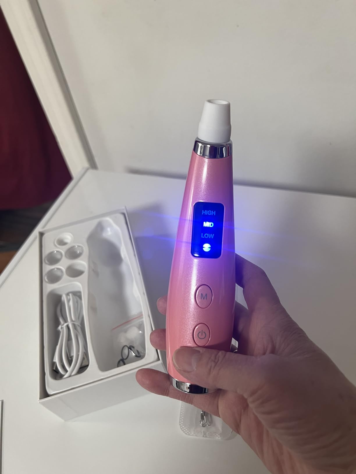 Blackhead Remover Pore Vacuum with 3 Suction Levels, 5 Probes (Pink) | Portable Facial Pore Cleaner - Rechargeable Blackhead Remover Tools for Women & Men customer photo 1