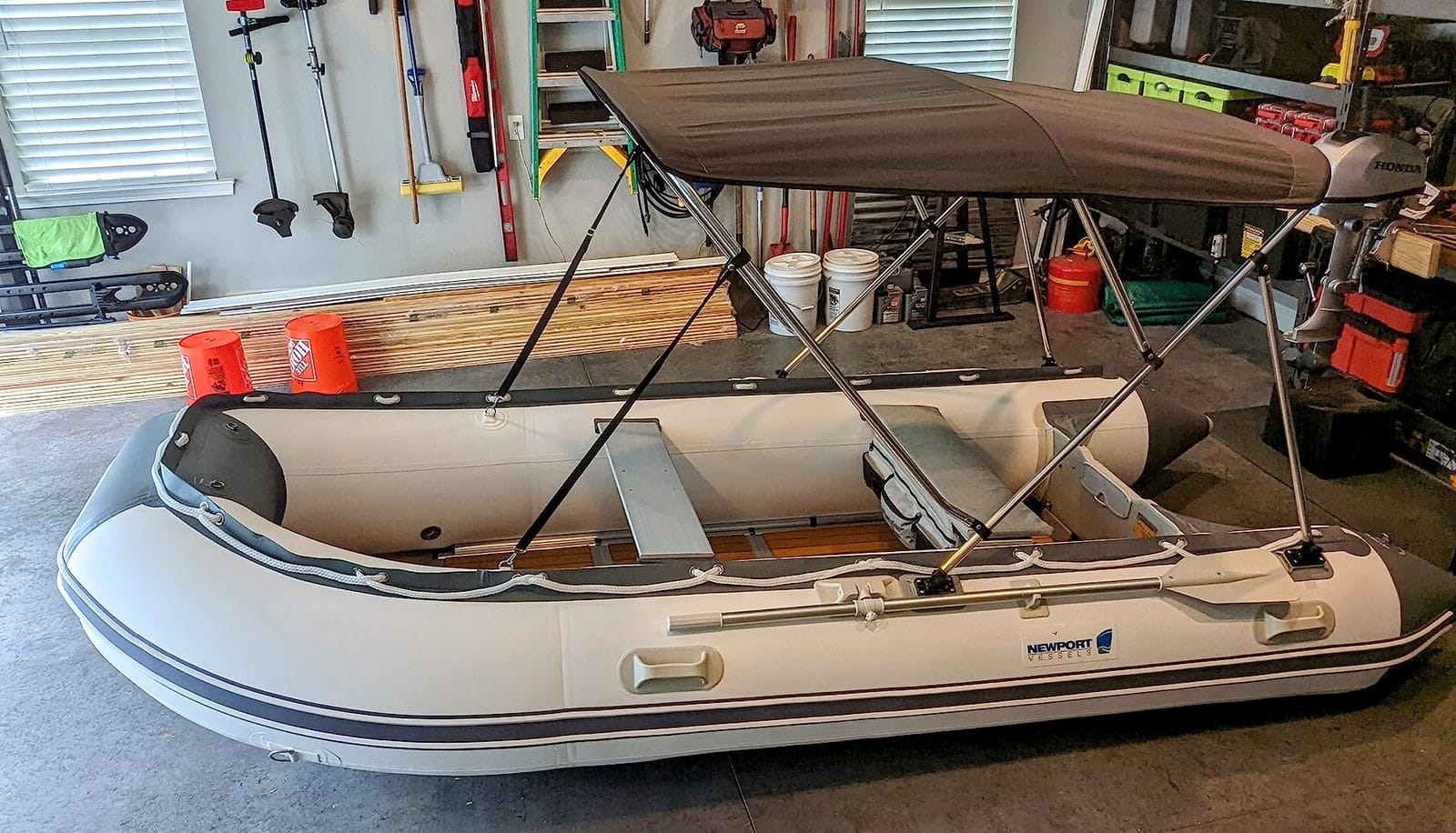 Newport 10ft 6in Newport Model Inflatable Dinghy Boat Transom Sport Tender - 5 Person - 15HP USCG Rated, White/Gray customer photo 1