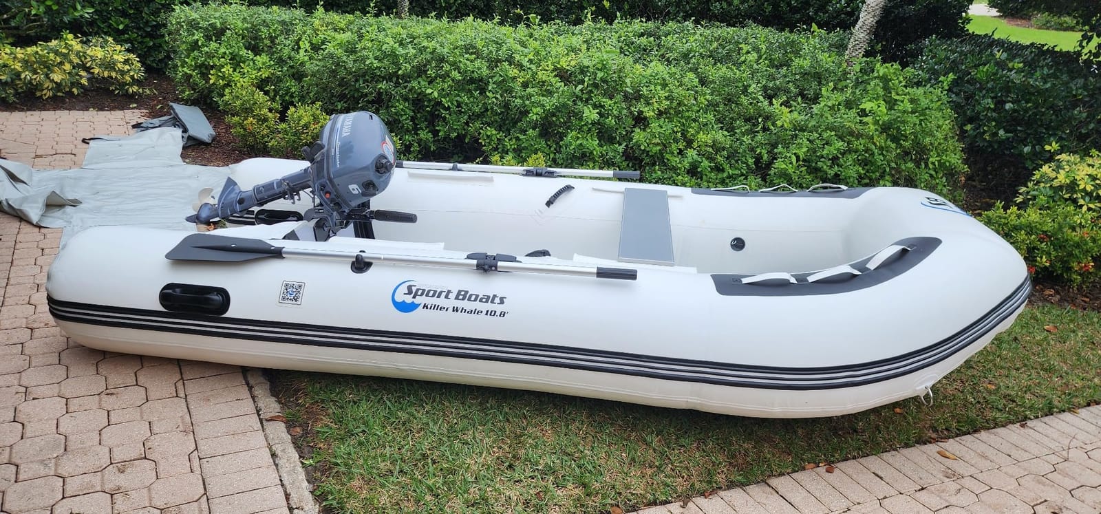 Killer Whale 10.8' Inflatable Dinghy | Aluminum Floor Dinghy with Durable Heat-Welded PVC | 5 Person Inflatable Dinghy | 15HP Motor Ready customer photo 2
