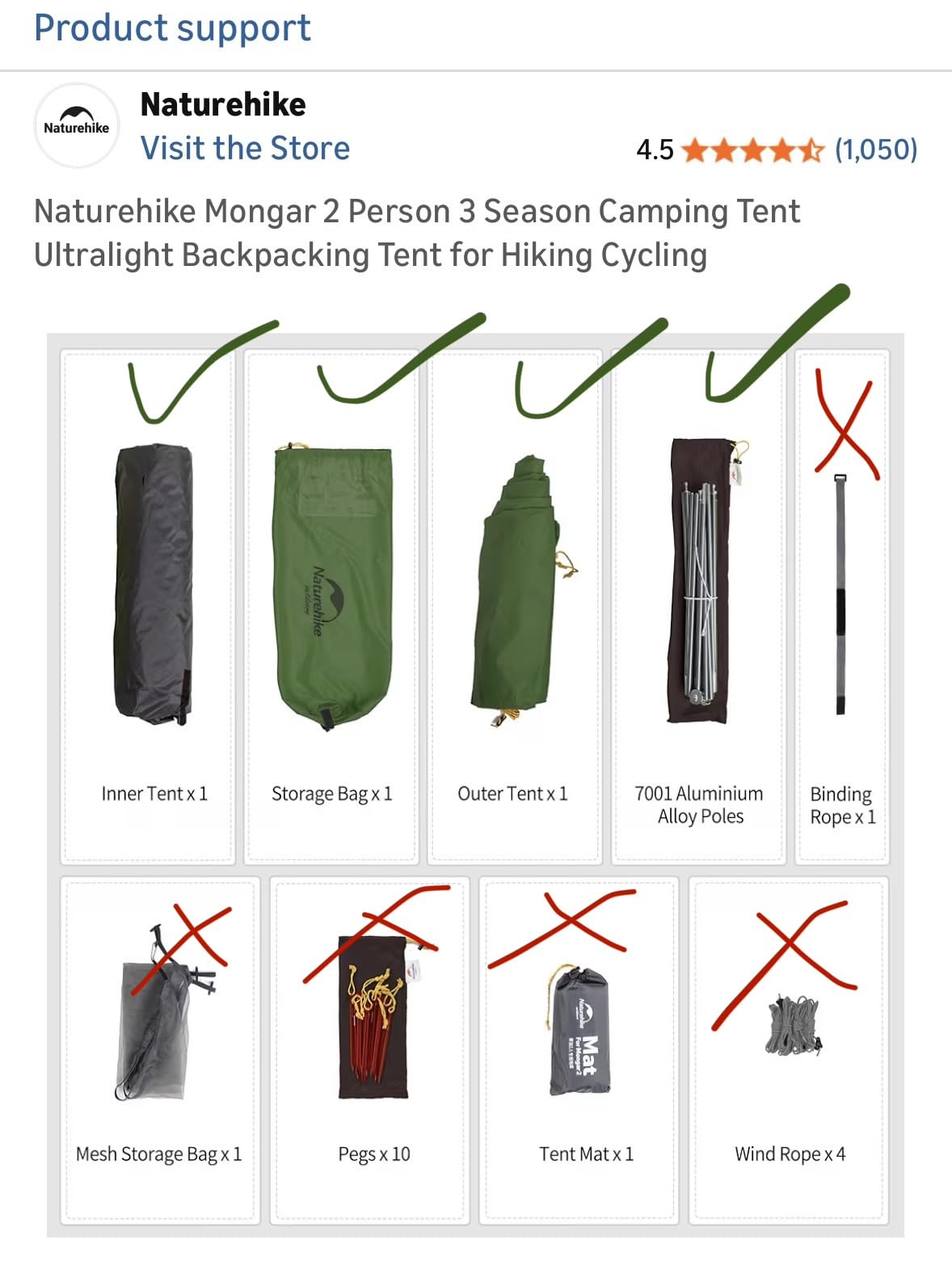 Naturehike Mongar 2 Person Backpacking Tent, 3 Season Ultralight Lightweight 2 Person Tent, Double Layer Free Standing Tents for Camping Hiking Cycling customer photo 2