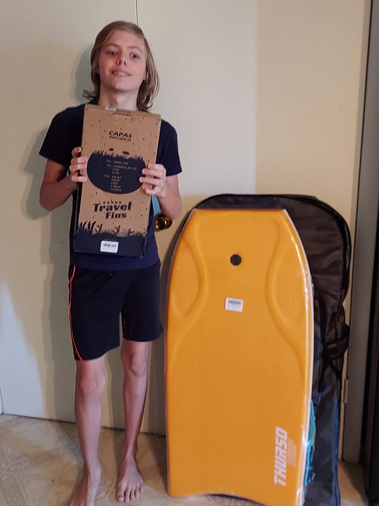 THURSO SURF 42'' Body Boards for Beach Pool Lightweight PE Core IXPE Deck HDPE Bottom FRP Stringers High Performance Body Board with Double Swivel Surf Leash and Bodyboard Bag Lightning customer photo 1