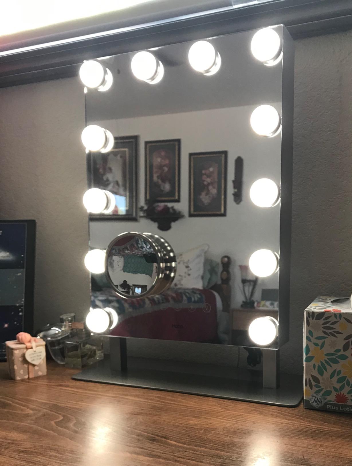 iHome Hollywood Vanity Mirror PRO with Built in Bluetooth, Voice Control, USB Input and Speaker - 16