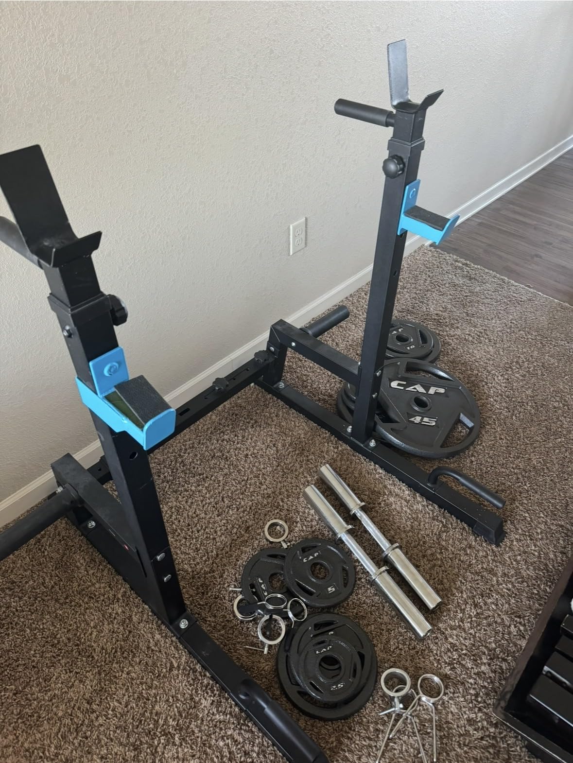JX FITNESS Squat Rack 660lbs Adjustable Barbell Rack for Home Gym customer photo 1