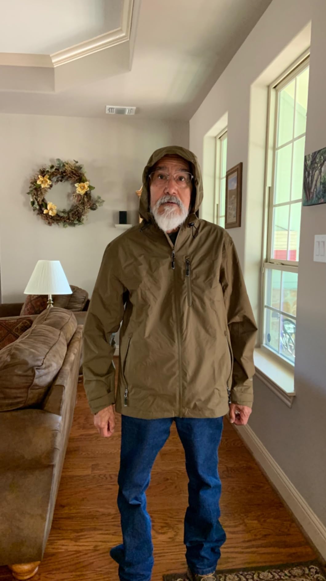 33,000ft Men's Packable Rain Jacket Waterproof Raincoat with Hood customer photo 1