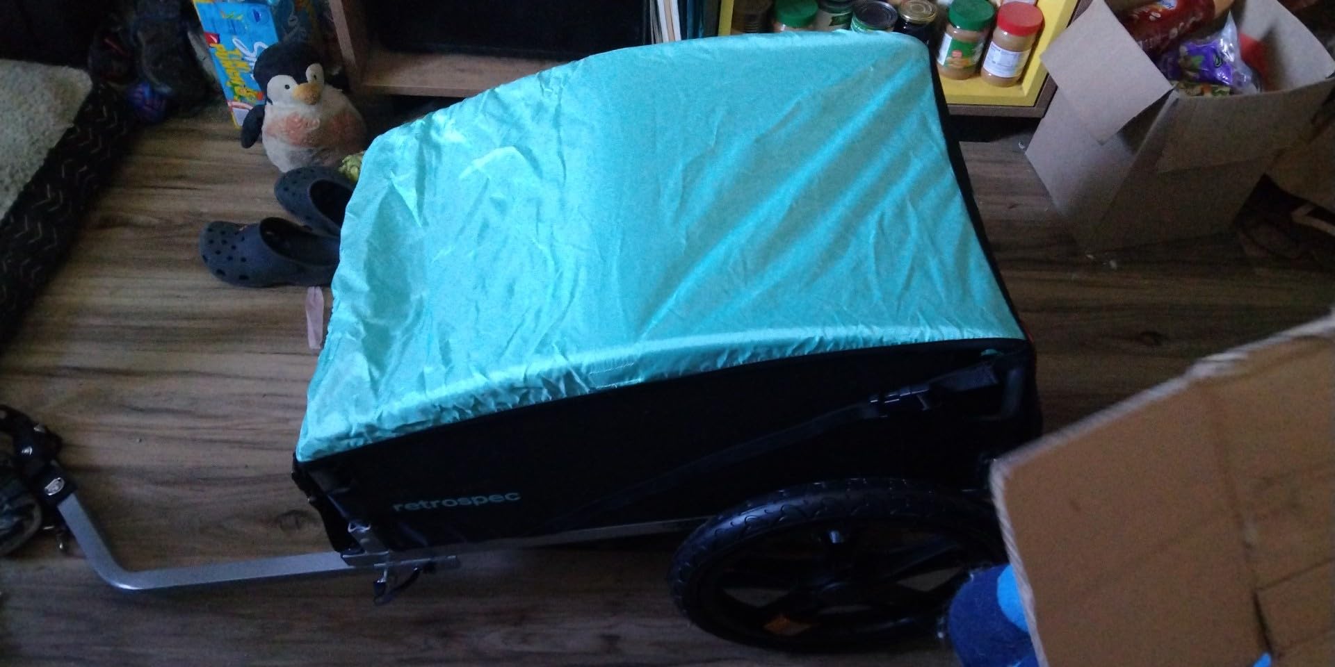 Retrospec Rover Hauler Bike Cargo Trailer - Foldable Frame with Weather-Resistant Fabric & 80lb Capacity - Universal Bike Trailer for 20-29in Wheels - Includes Safety Flag & D-Ring Anchors customer photo 2