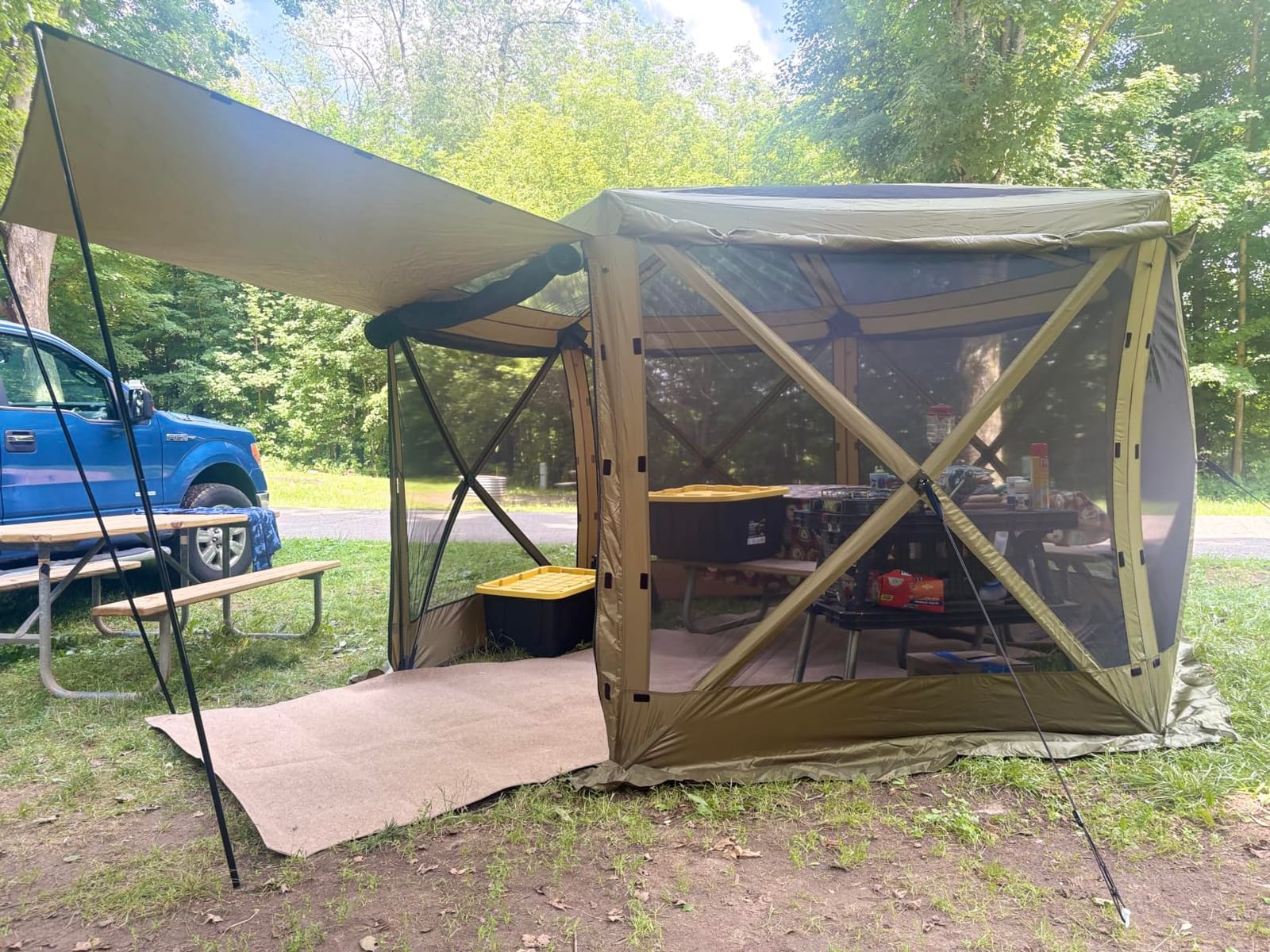 VEVOR Camping Gazebo Screen Tent, 12x12ft, Brown/Beige customer photo 1