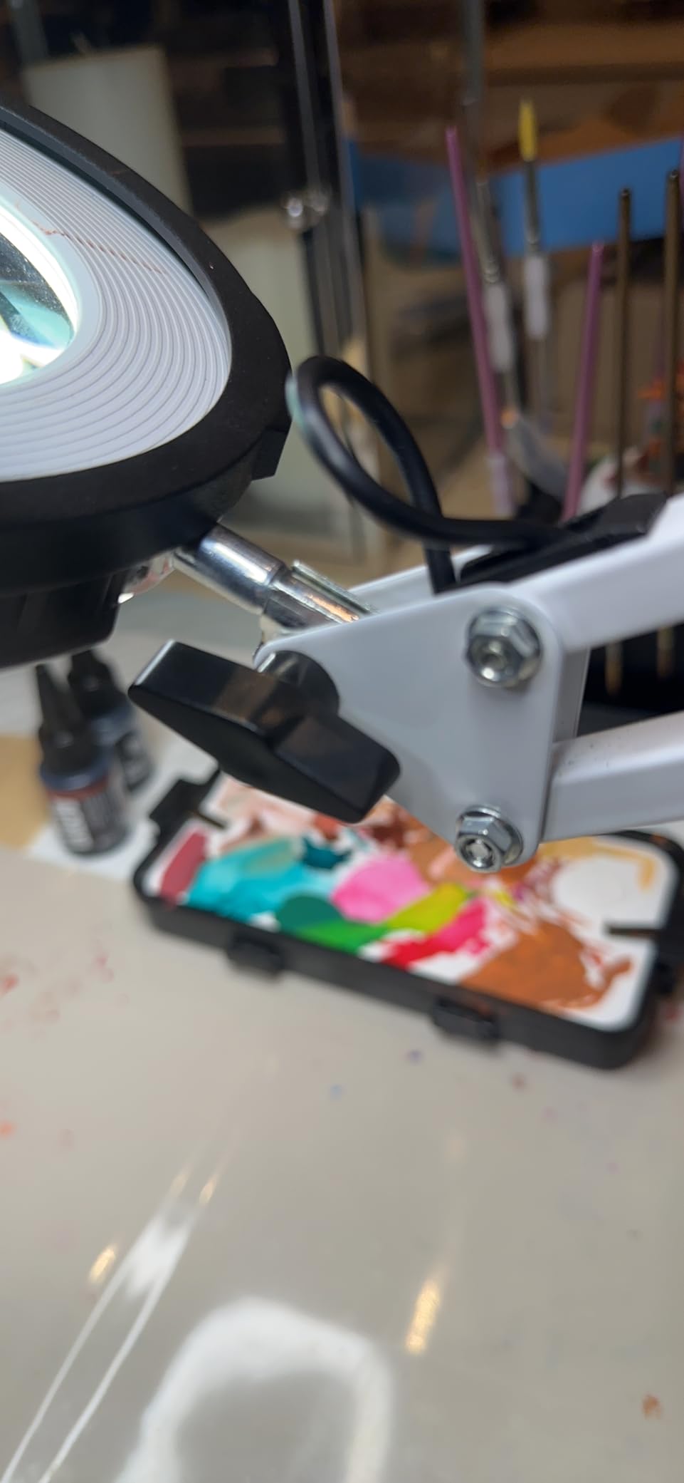 10X Magnifying Glass with Light and Clamp, Magnifier with Light Hands Free3 Color Modes Stepless Dimmable, 72 LEDs Real Glass Lens Magnifying Lamp for Close Work, Repair, Reading, Craft customer photo 1